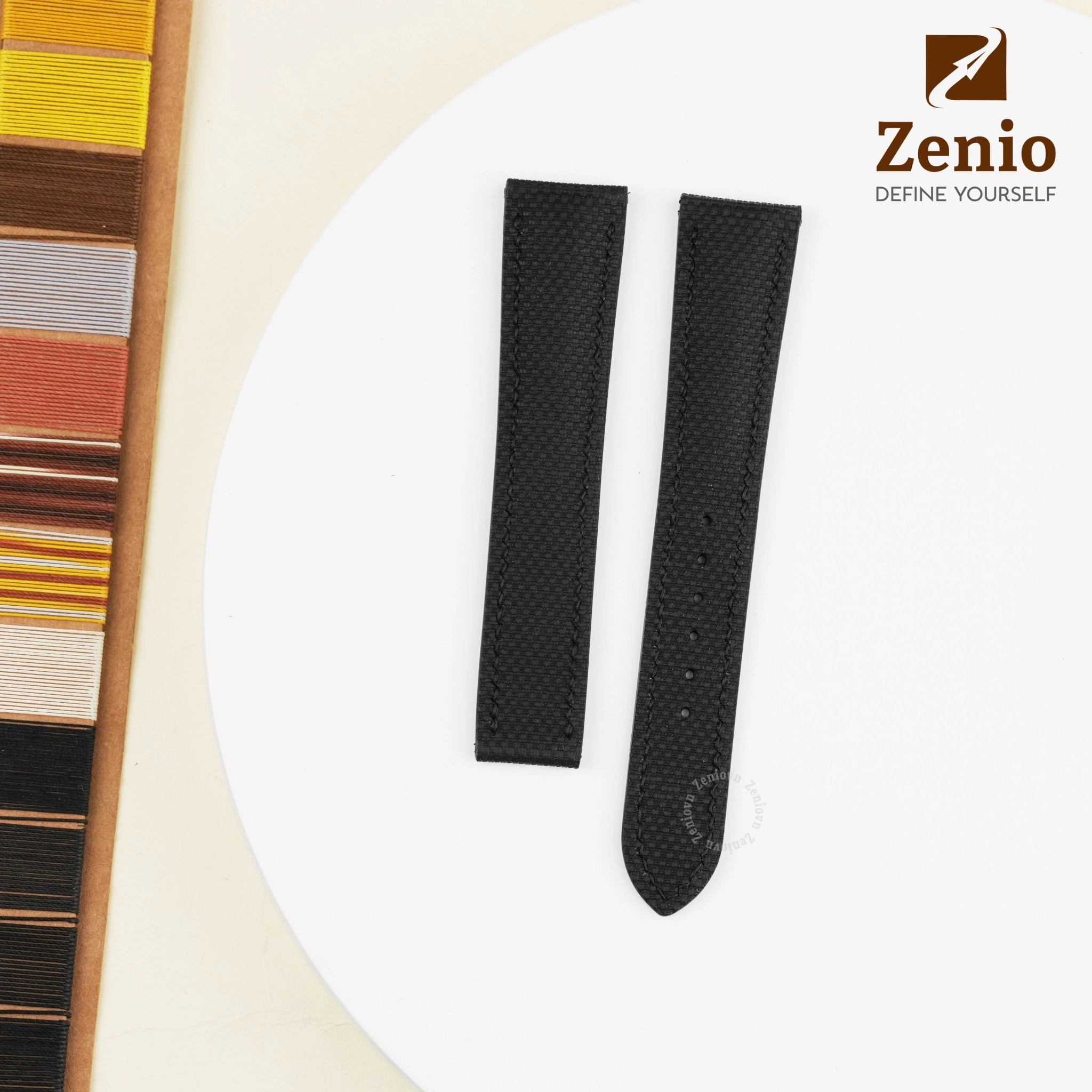 Dây da FKM Sailcloth màu đen cho đồng hồ Omega Seamaster