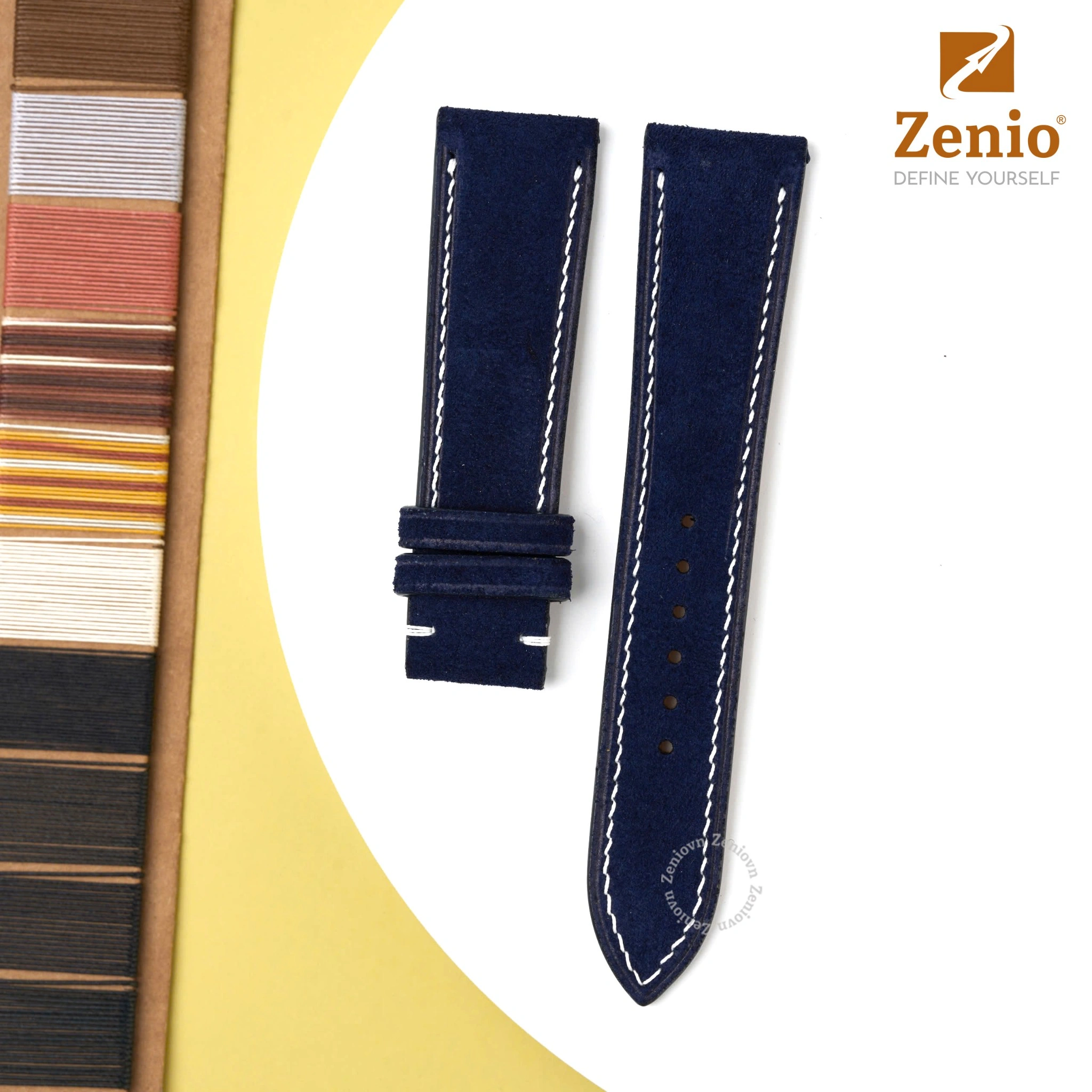 Dây da Suede màu xanh Navy cho đồng hồ Patek