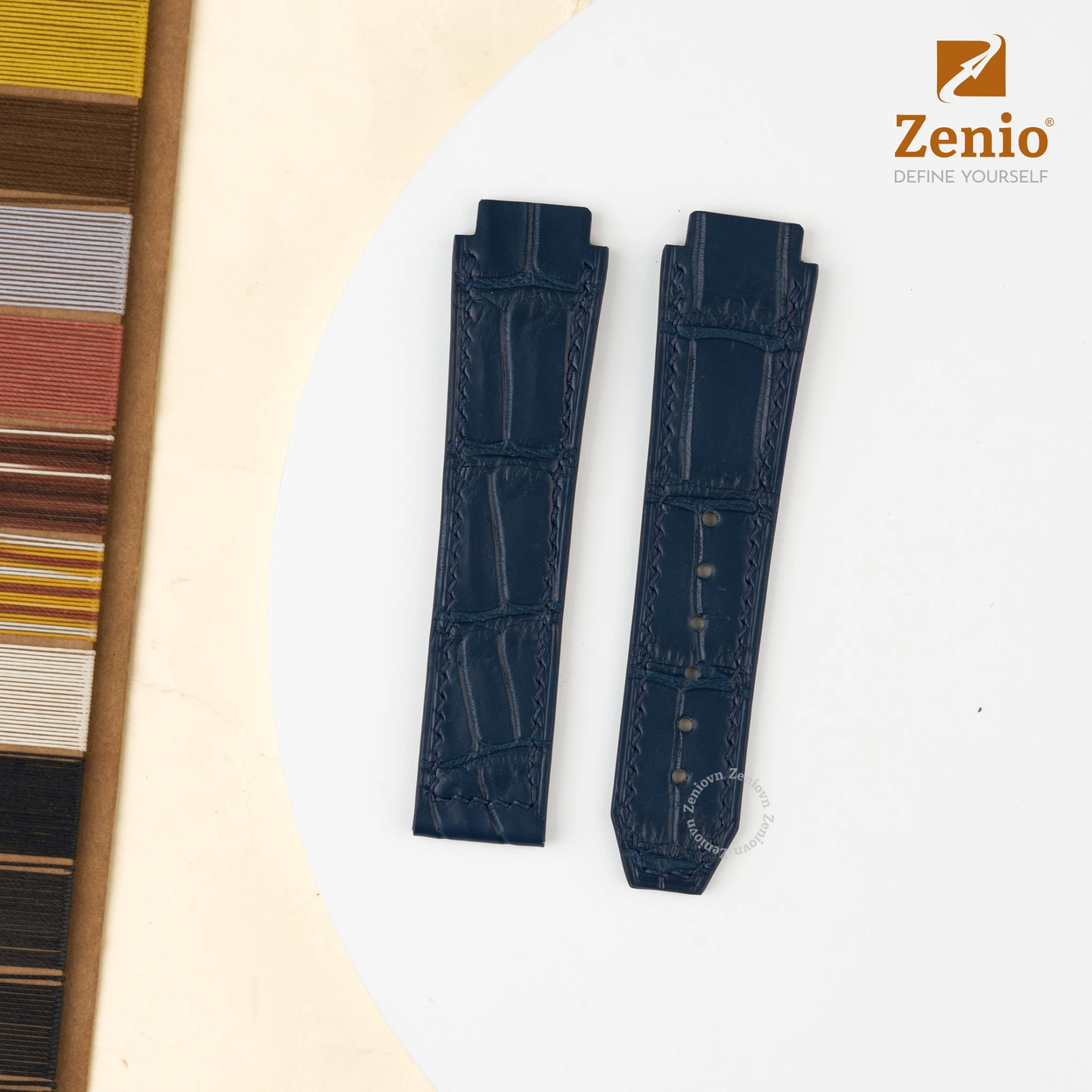 Dây đồng hồ da cá sấu màu Navy cho đồng hồ Hublot Fusion