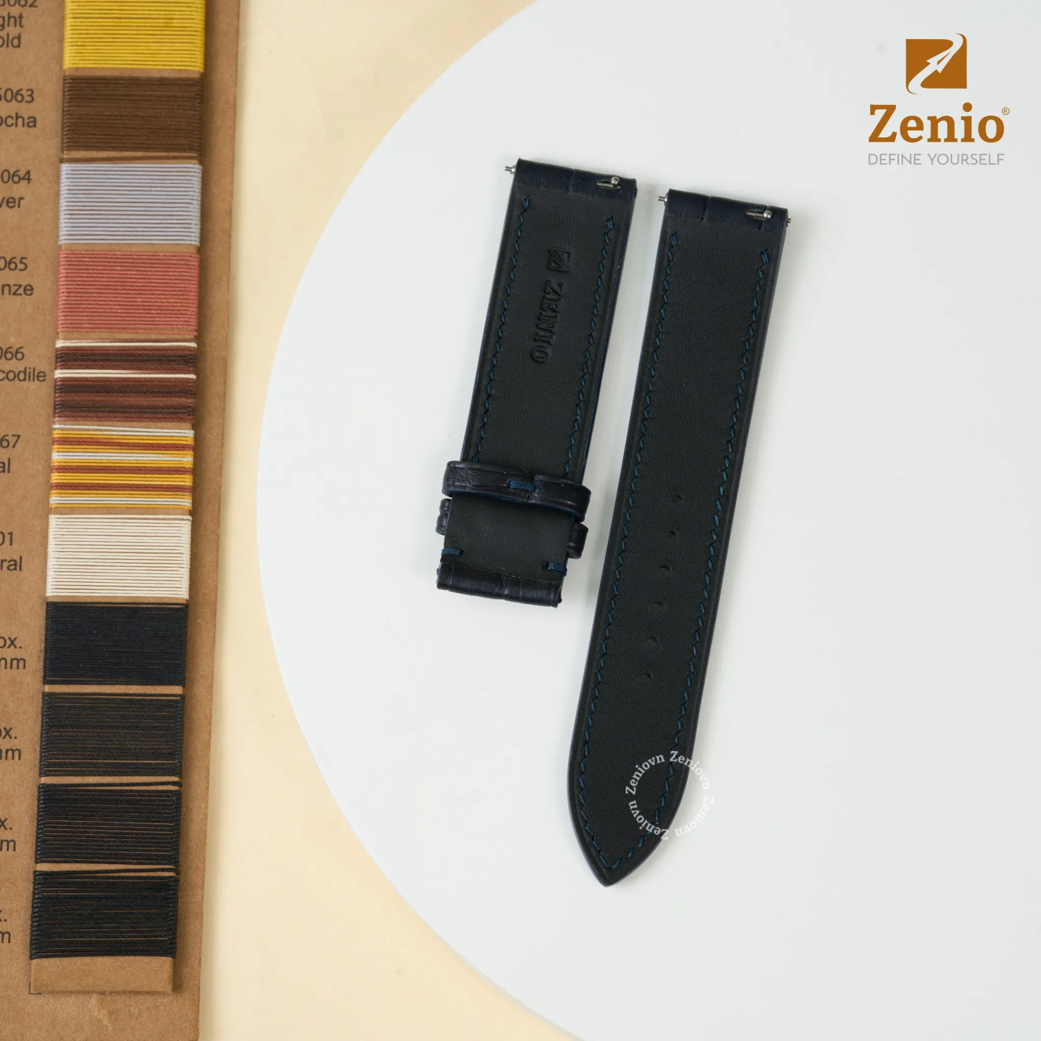 Dây đồng hồ Da Cá sấu Màu Navy cho đồng hồ Tissot Seastar 1