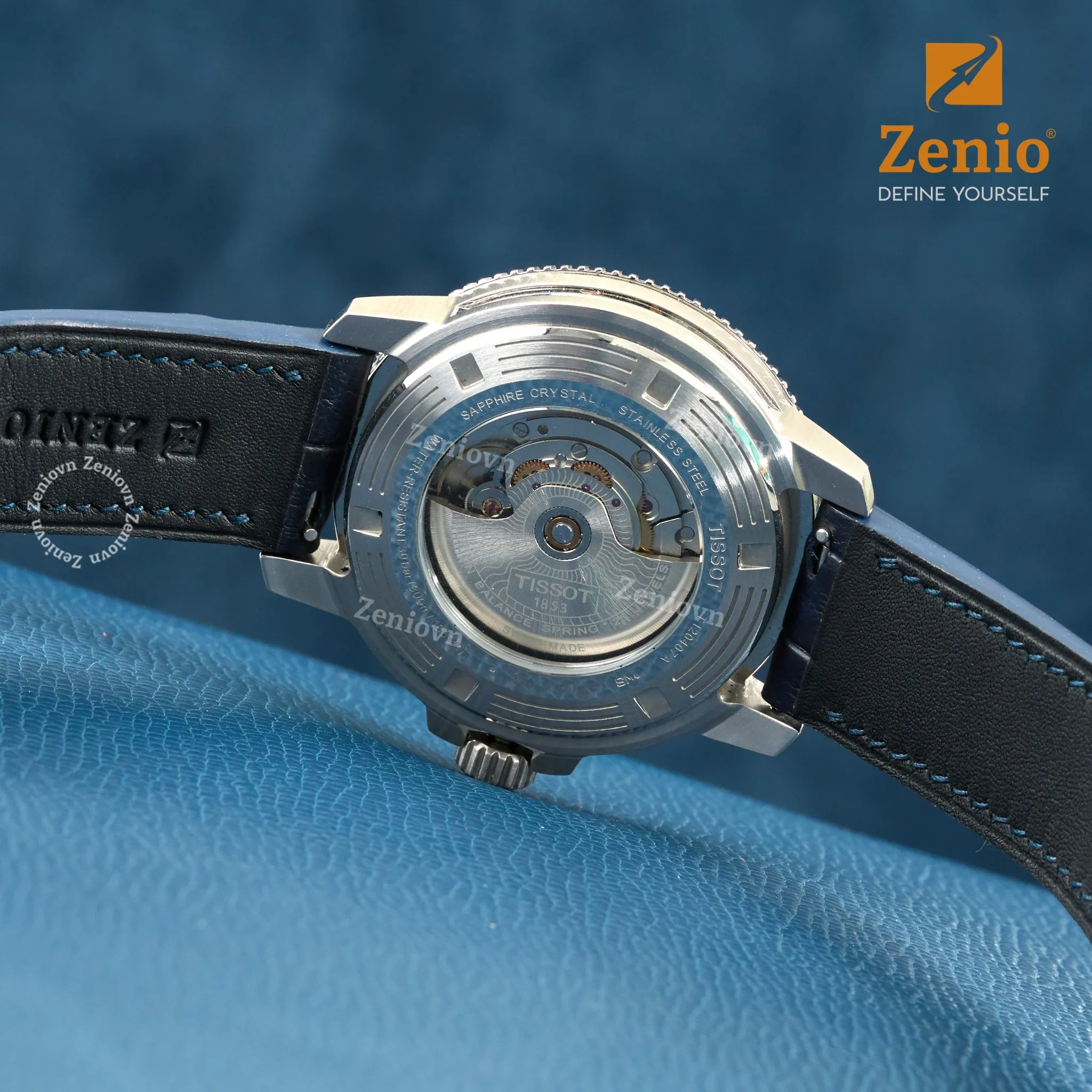 Dây đồng hồ Da Cá sấu Màu Navy cho đồng hồ Tissot Seastar 4