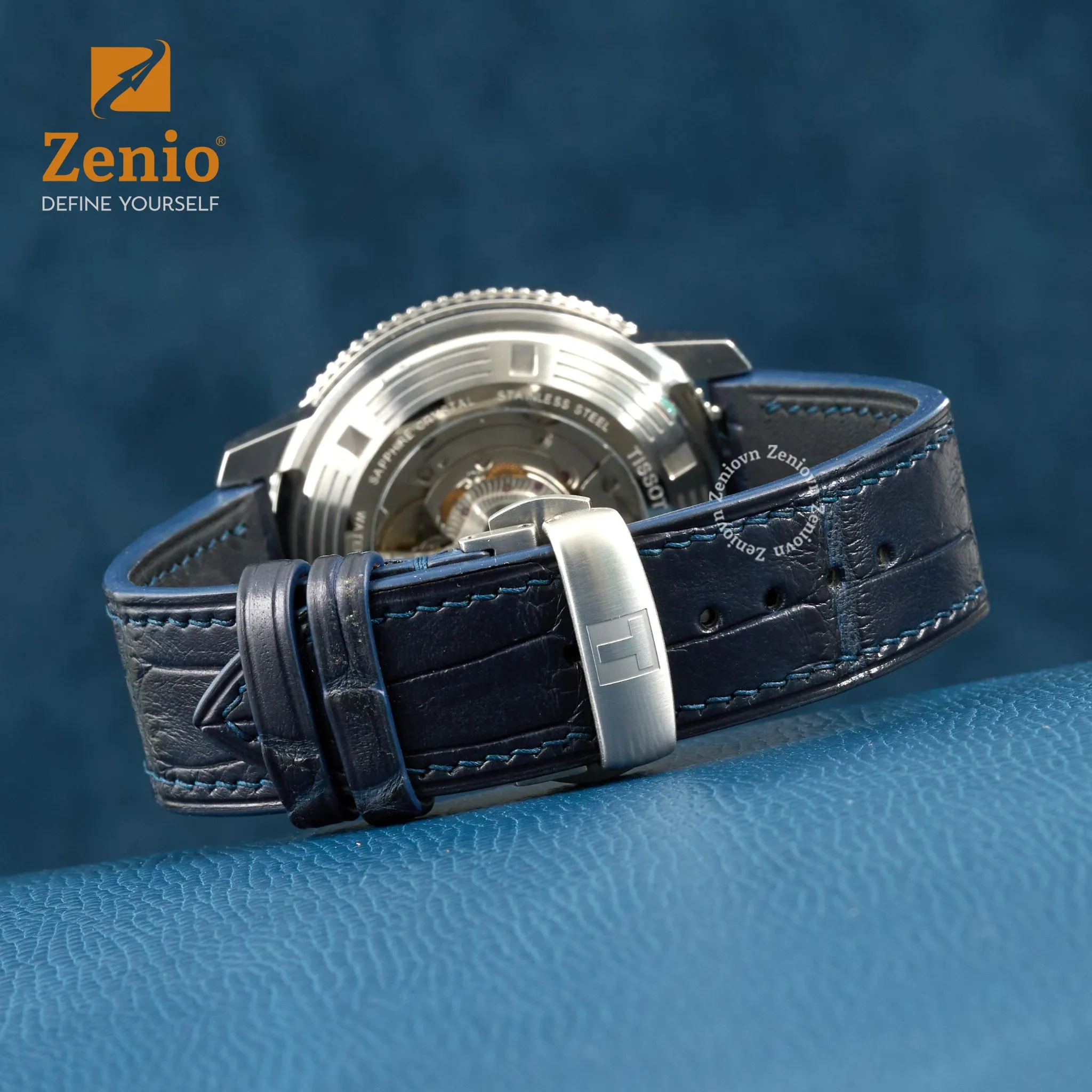 Dây đồng hồ Da Cá sấu Màu Navy cho đồng hồ Tissot Seastar 5