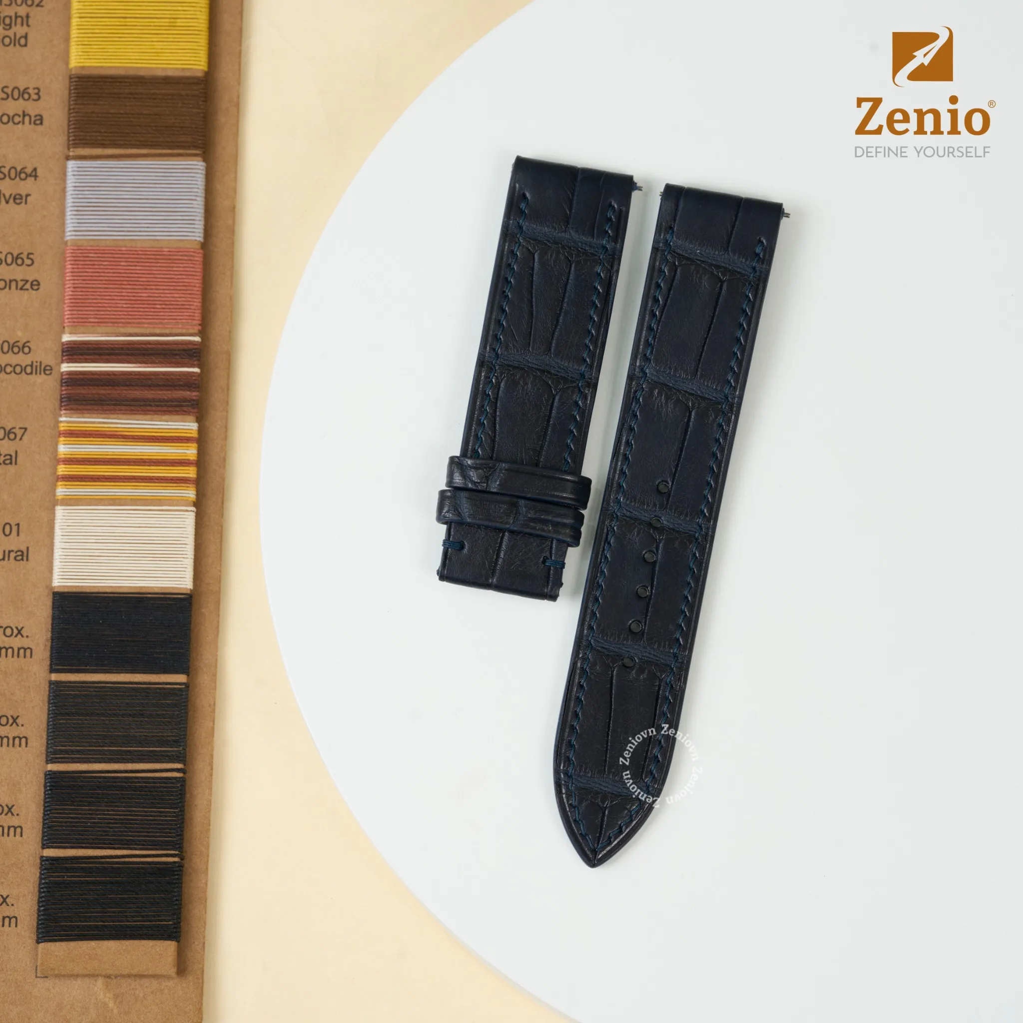 Dây đồng hồ Da Cá sấu Màu Navy cho đồng hồ Tissot Seastar