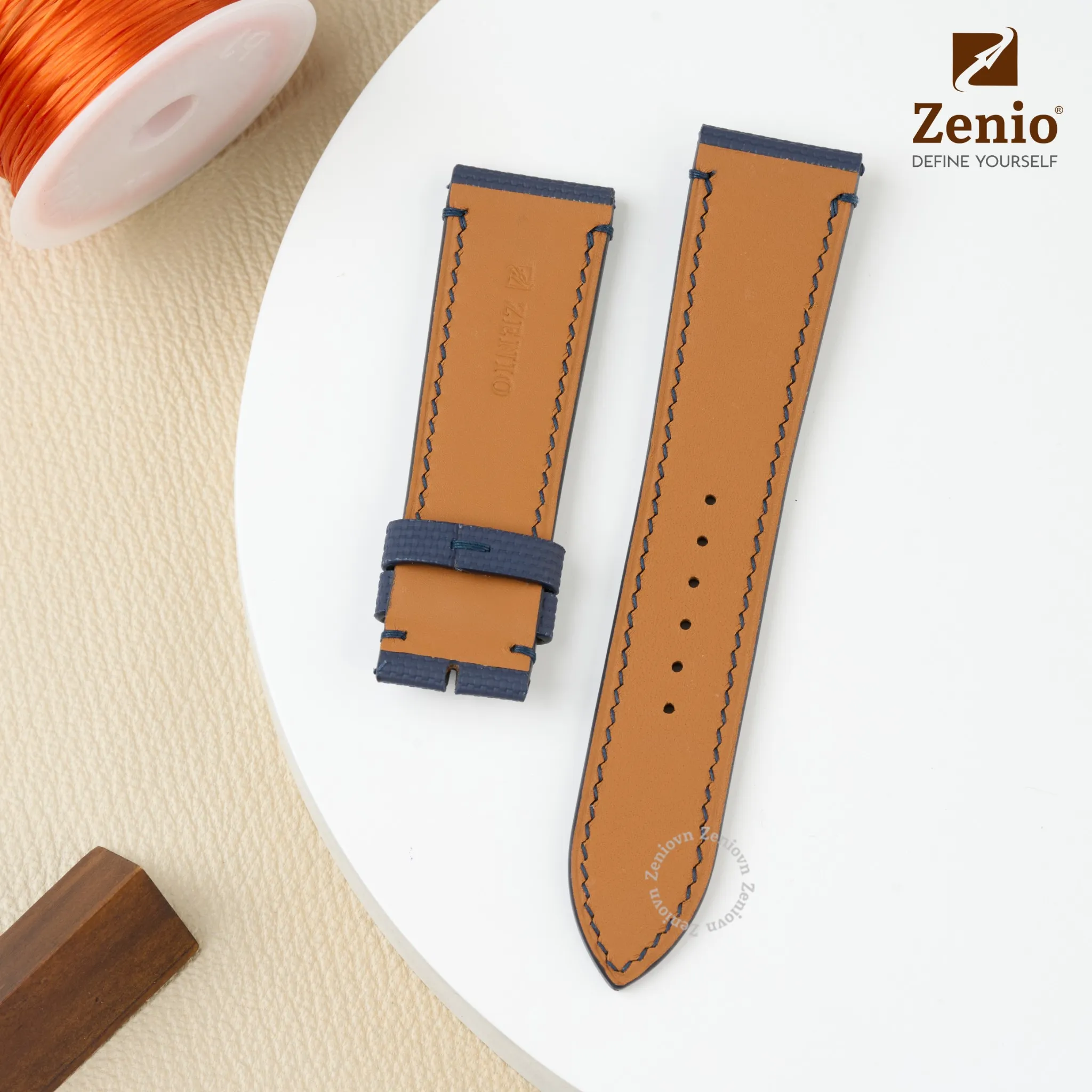 Dây đồng hồ Da FKM Sailcloth Màu navy cho Mido Ocean Star 200 1