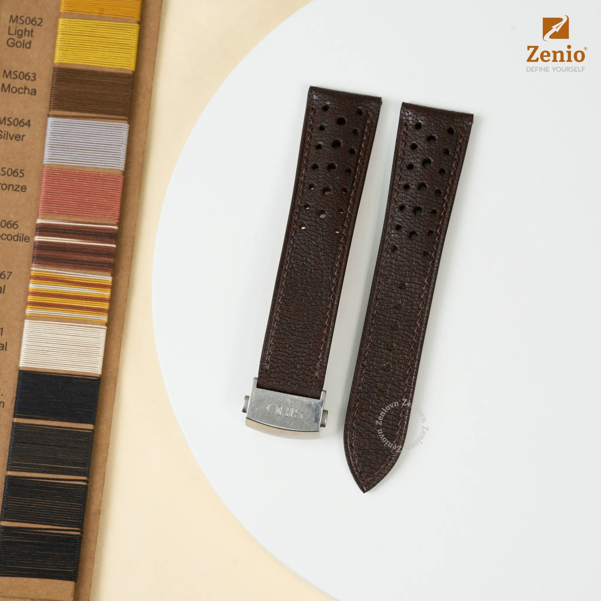 Dây đồng hồ Da Rally Aran Fatnat Màu nâu cho Oris Artix GT Skeleton