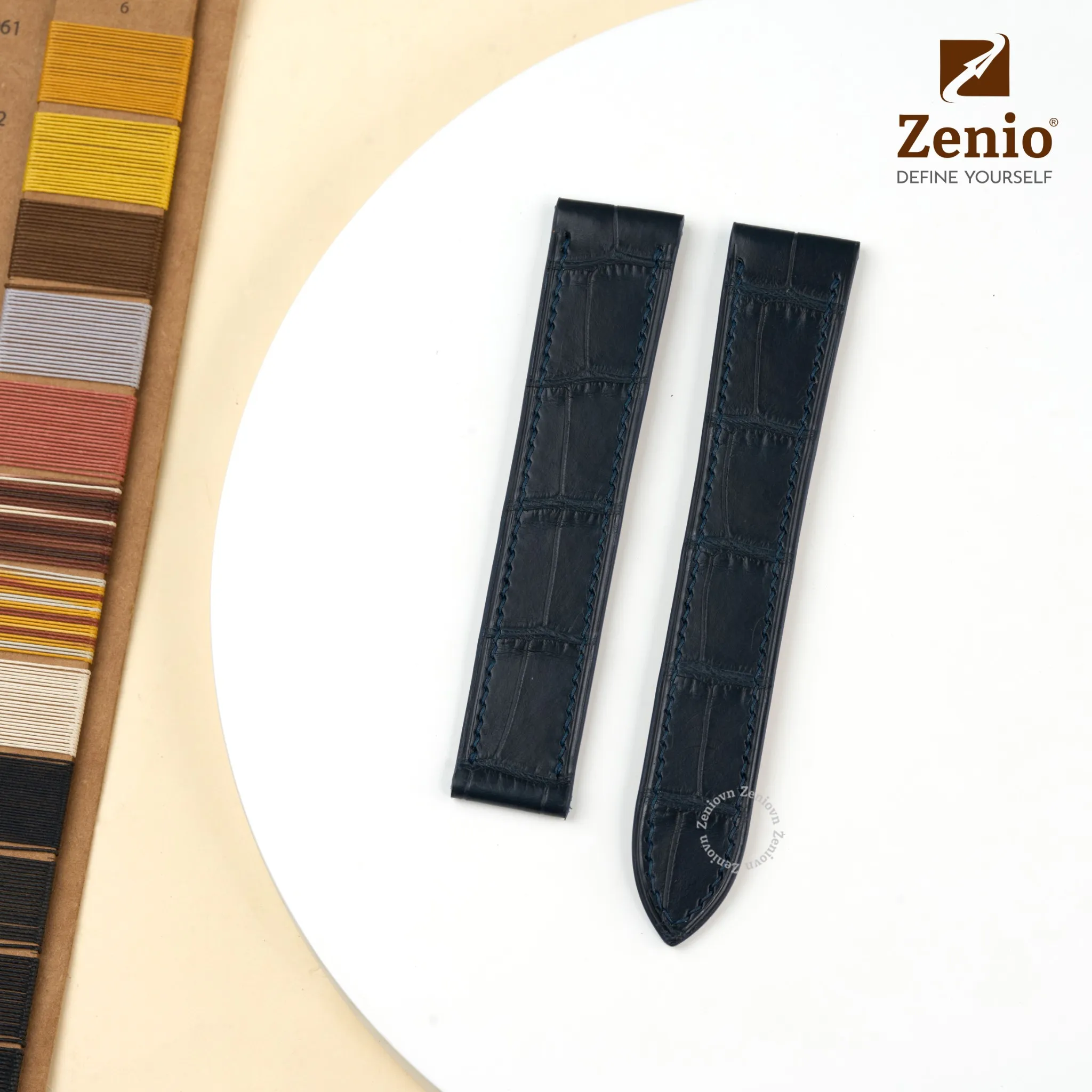 Dây đồng hồ Da cá sấu Màu navy cho đồng hồ Mido Commander II