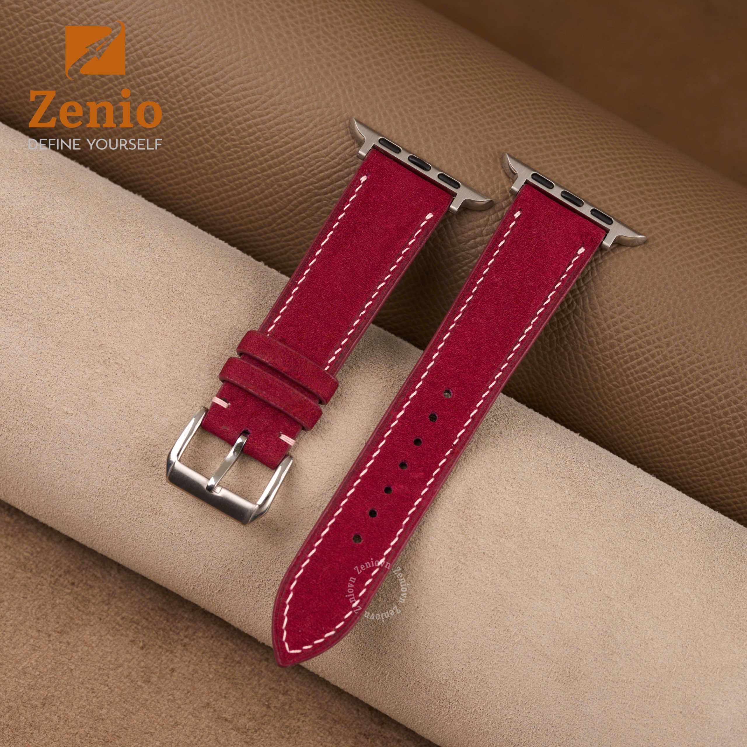 Dây da nubuck màu Burgundy cho Apple Watch 1