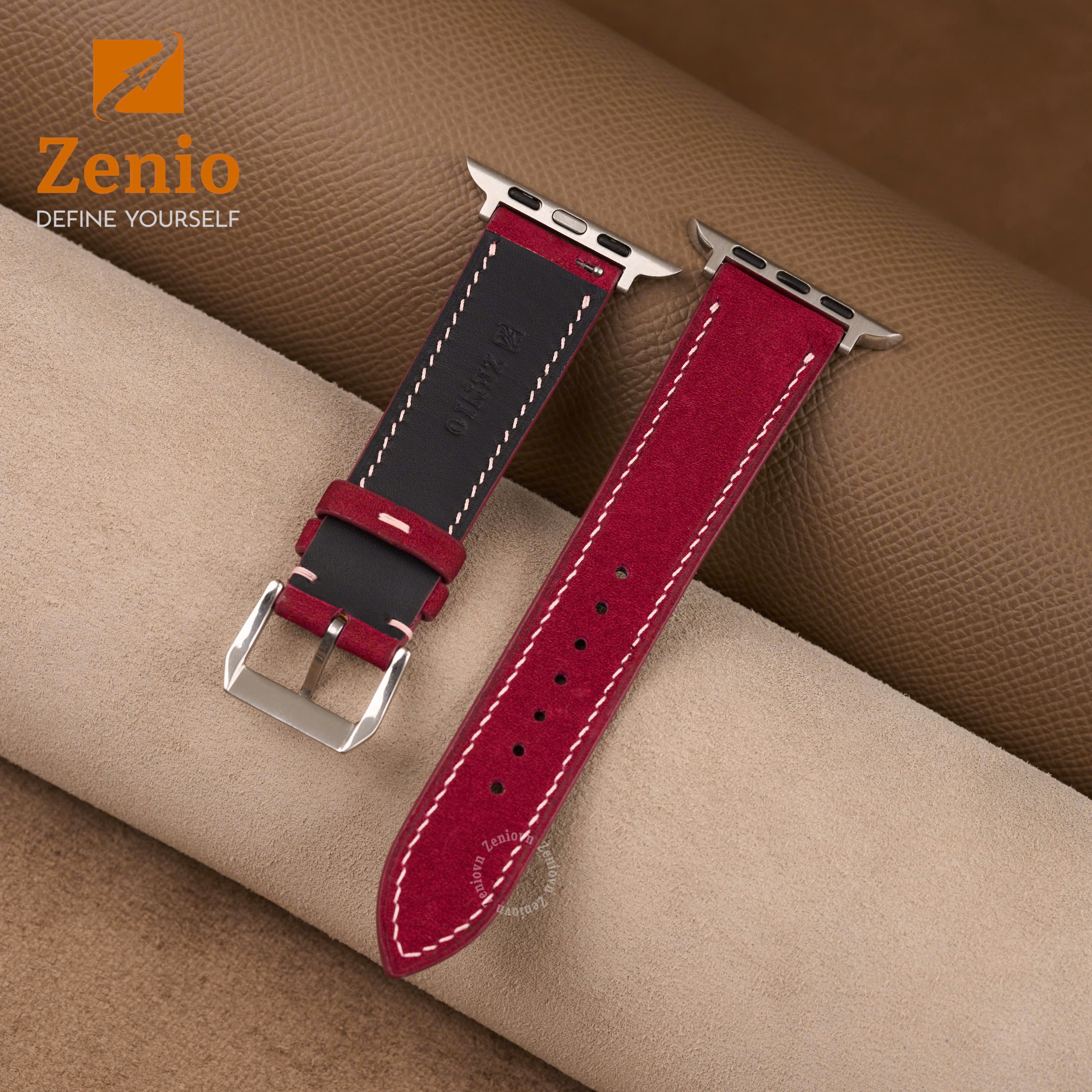 Dây da nubuck màu Burgundy cho Apple Watch 2