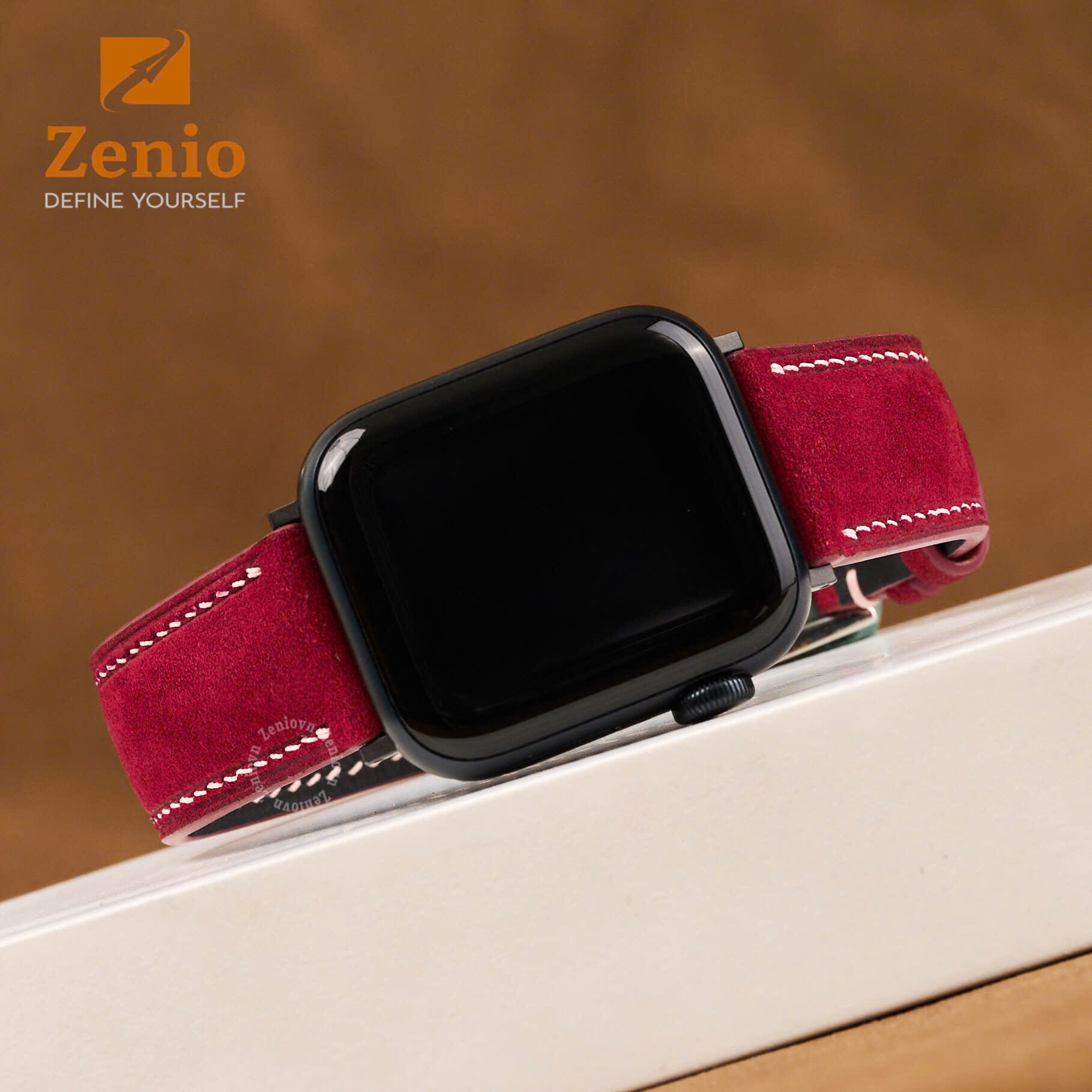 Dây da nubuck màu Burgundy cho Apple Watch 3