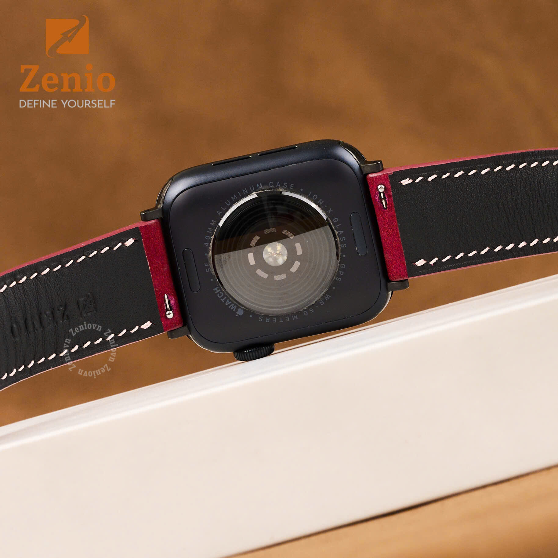 Dây da nubuck màu Burgundy cho Apple Watch 4