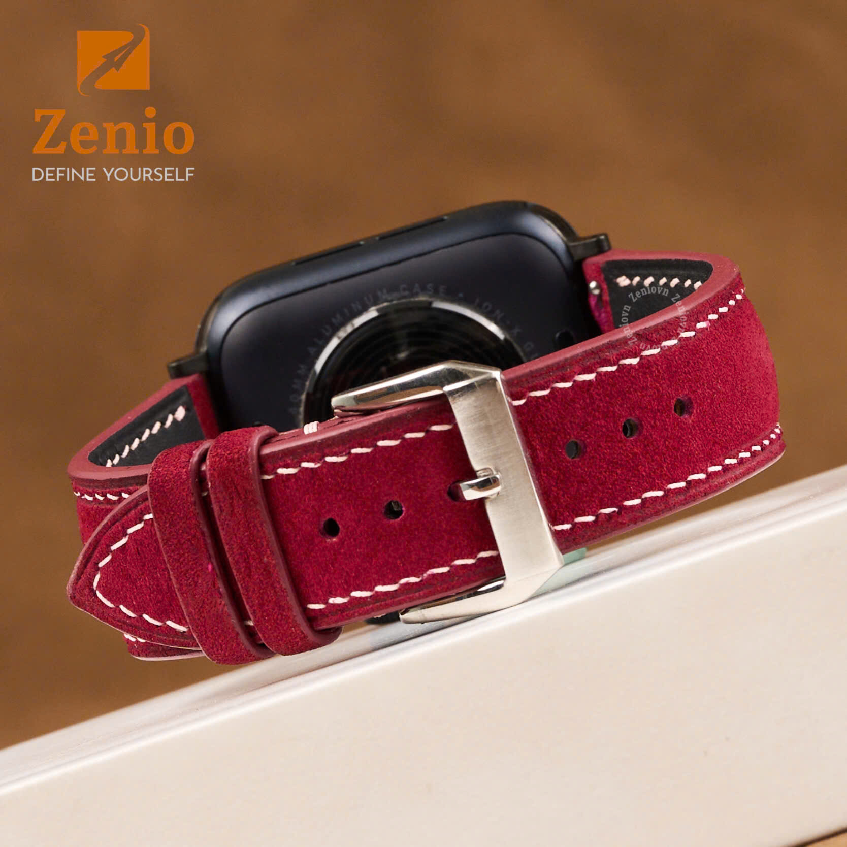 Dây da nubuck màu Burgundy cho Apple Watch 5