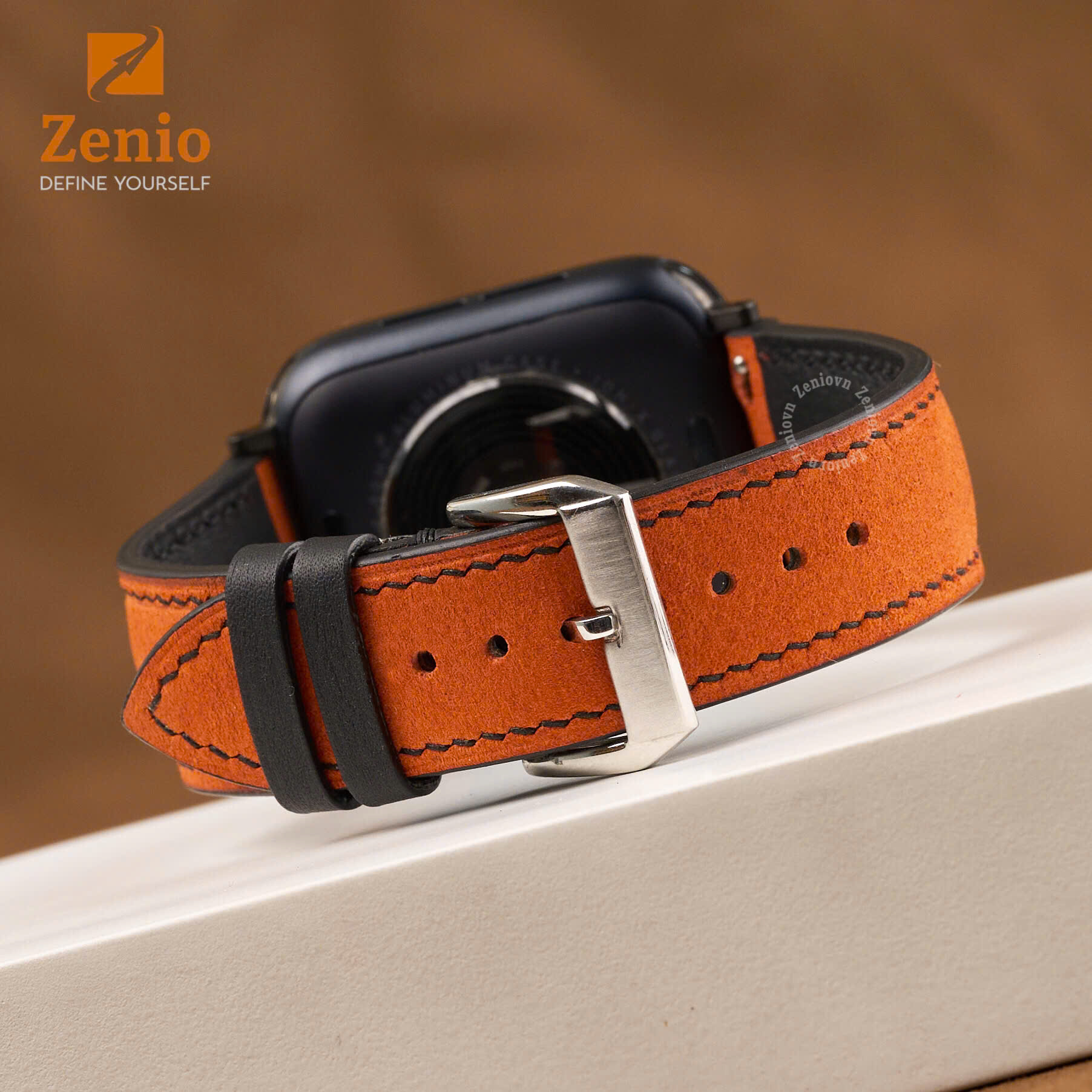 Dây da nubuck màu Cam cho Apple Watch 6