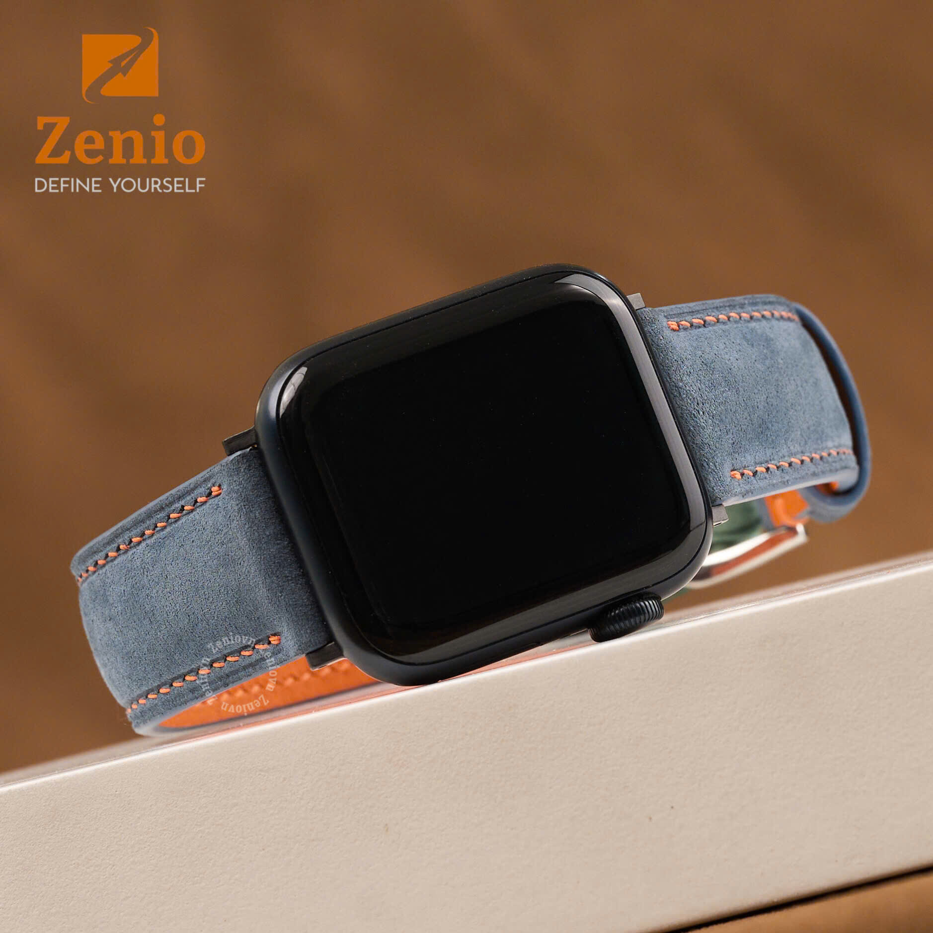 Dây da nubuck màu Xanh Jeans cho Apple Watch 5