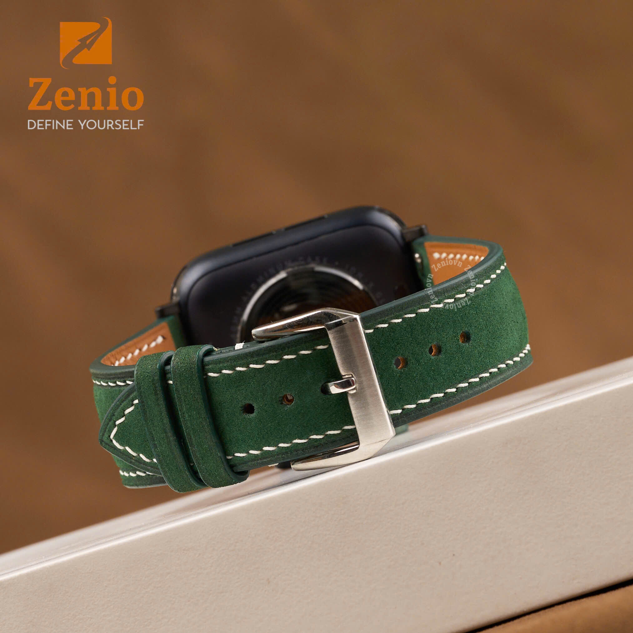 Dây da nubuck màu Xanh lá cho Apple Watch 6