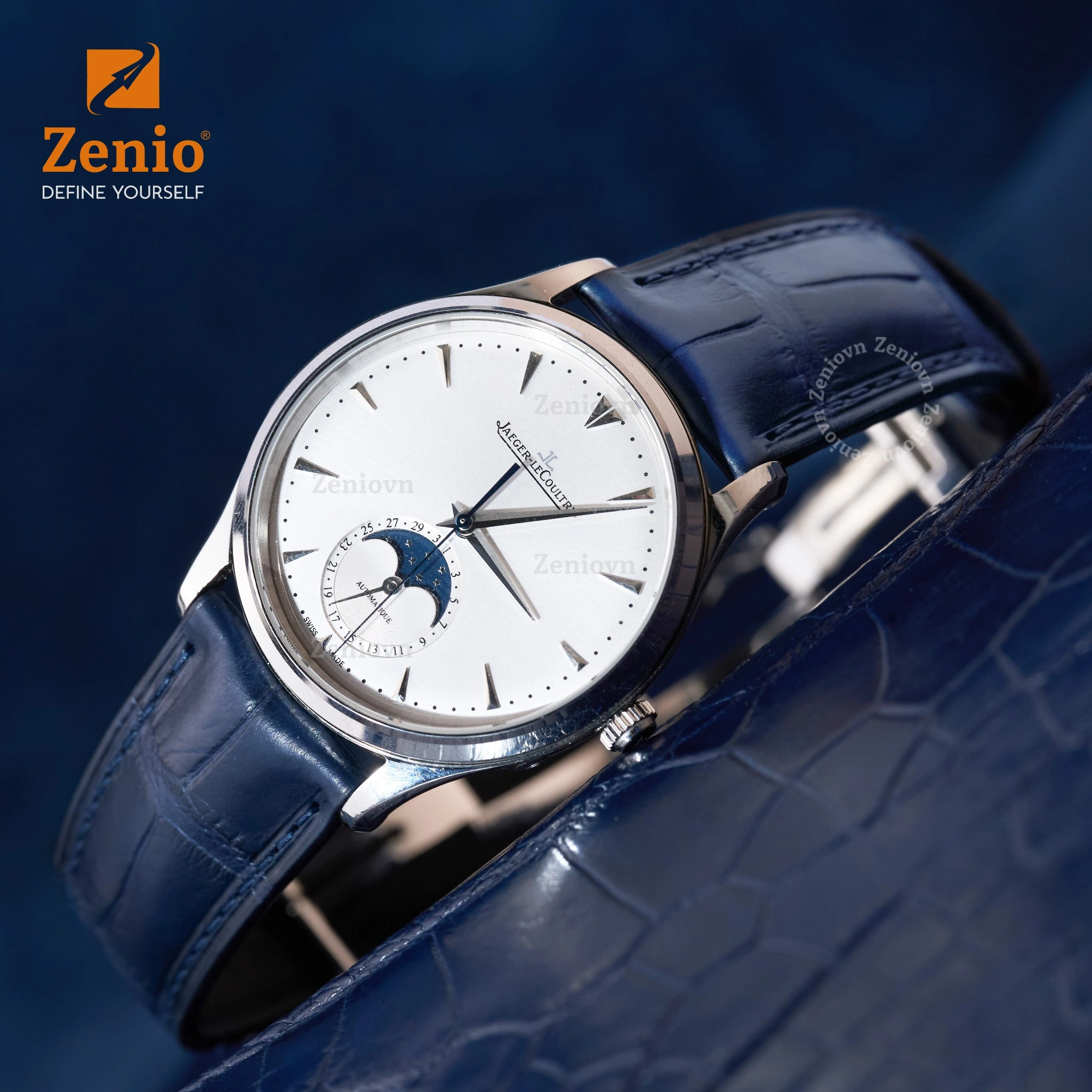 Dây đồng hồ Da Cá Sấu Màu Xanh Navy cho Đồng hồ Jaeger-LeCoultre