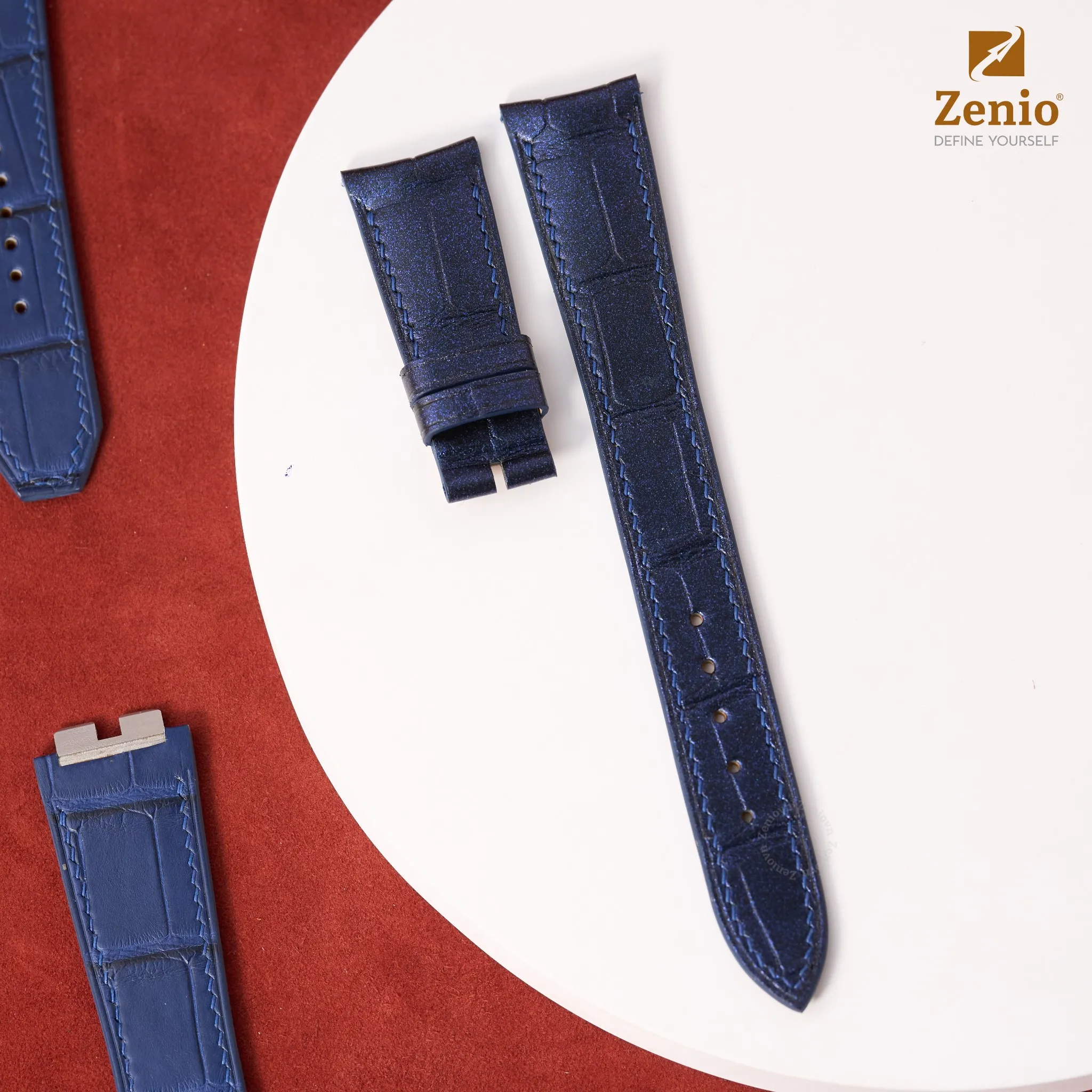 Dây đồng hồ Da Cá sấu Màu Xanh đặc biệt Cốt cong cho Đồng hồ Rolex Celini