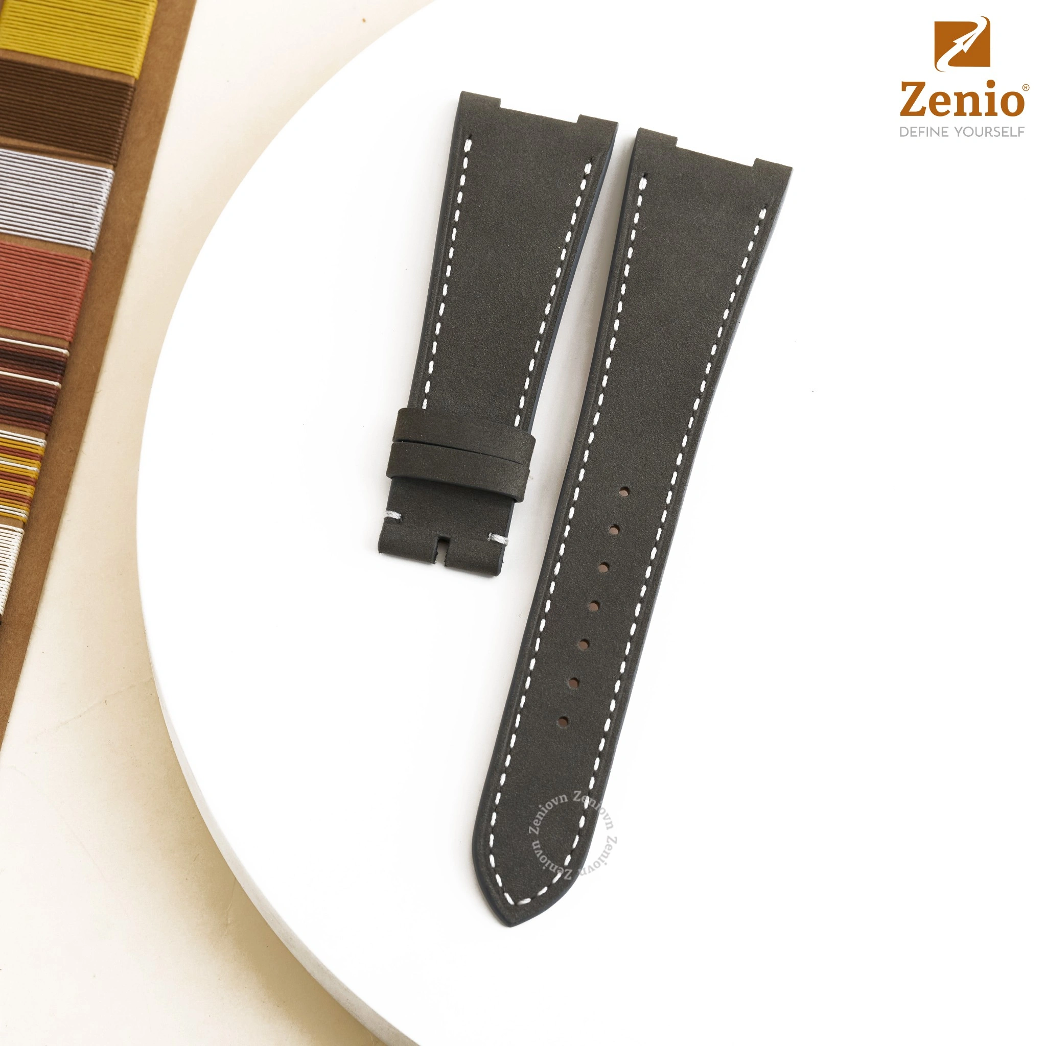 Dây đồng hồ Da Nubuck màu Xám cho đồng hồ Patek