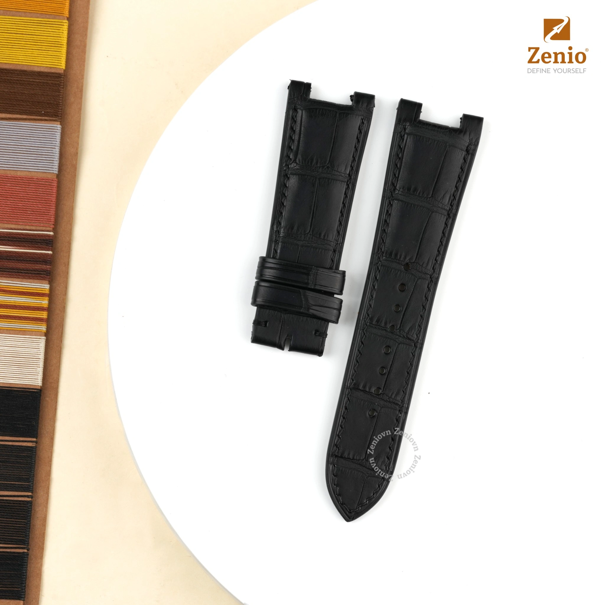 Dây đồng hồ Da cá sấu Màu đen cho đồng hồ Versace