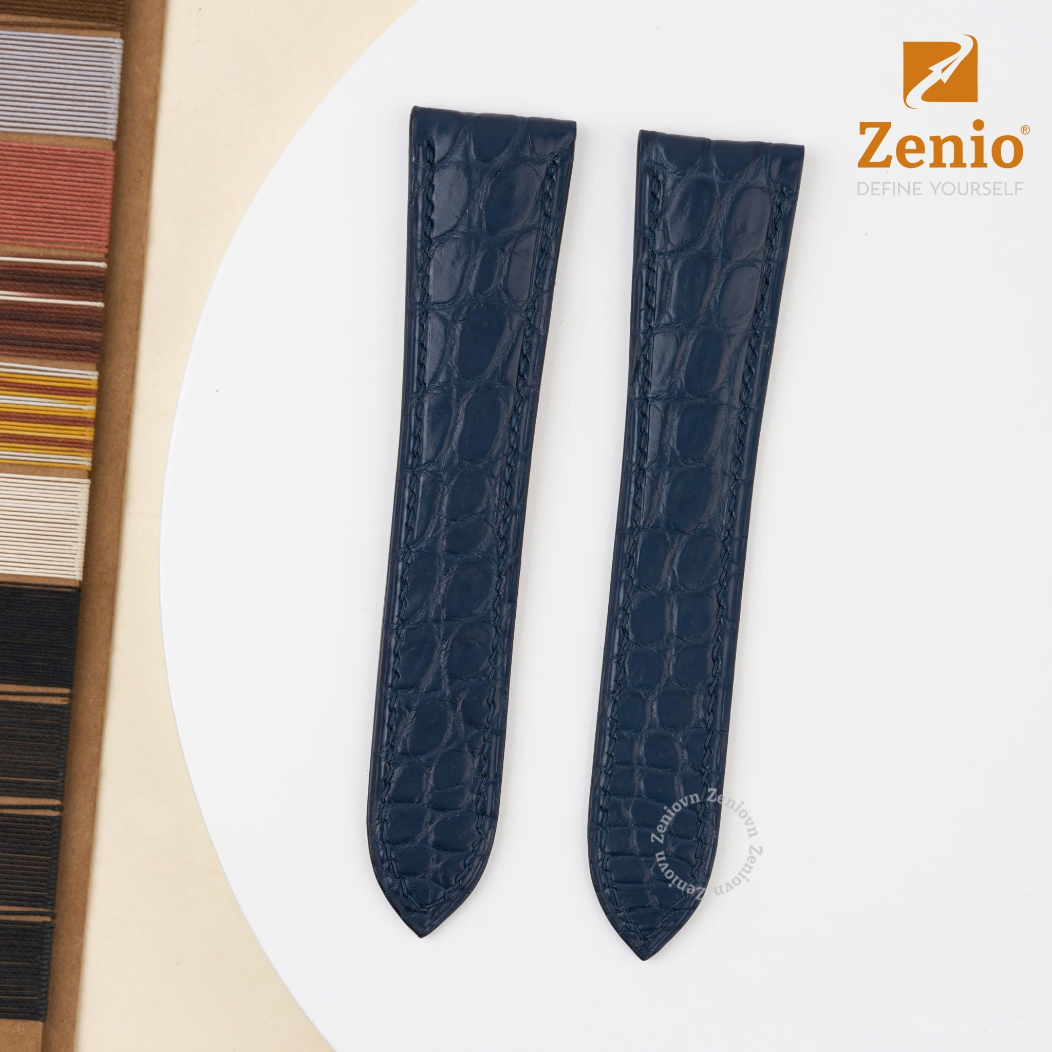 Dây đồng hồ Da cá sấu Màu Navy cho đồng hồ Cartier Tank