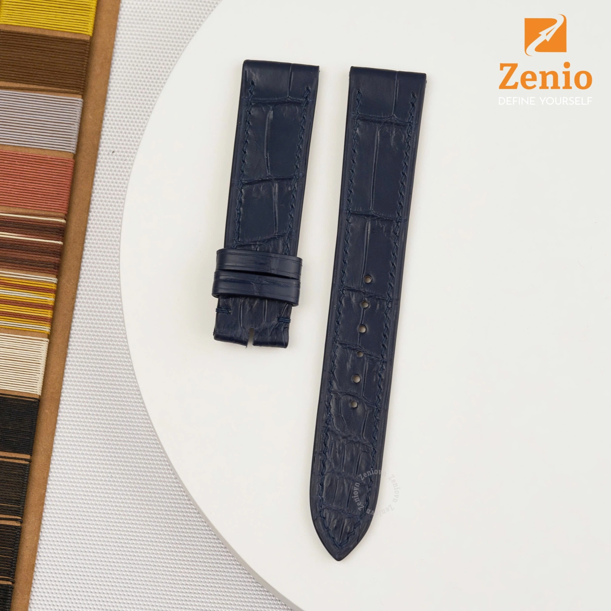 Dây đồng hồ Da cá sấu màu Xanh Navy cho đồng hồ Cartier Tank