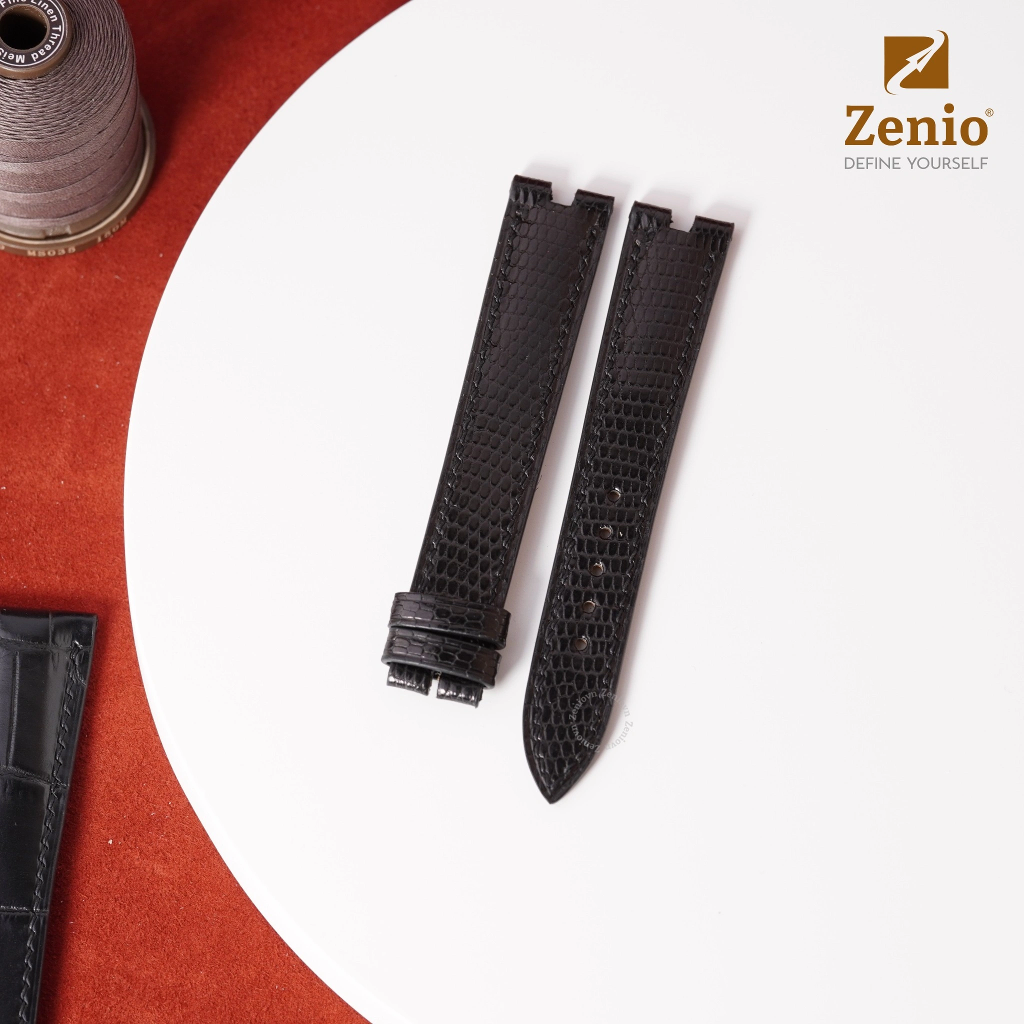 Dây đồng hồ Da kì đà màu Đen cho đồng hồ Must de Cartier