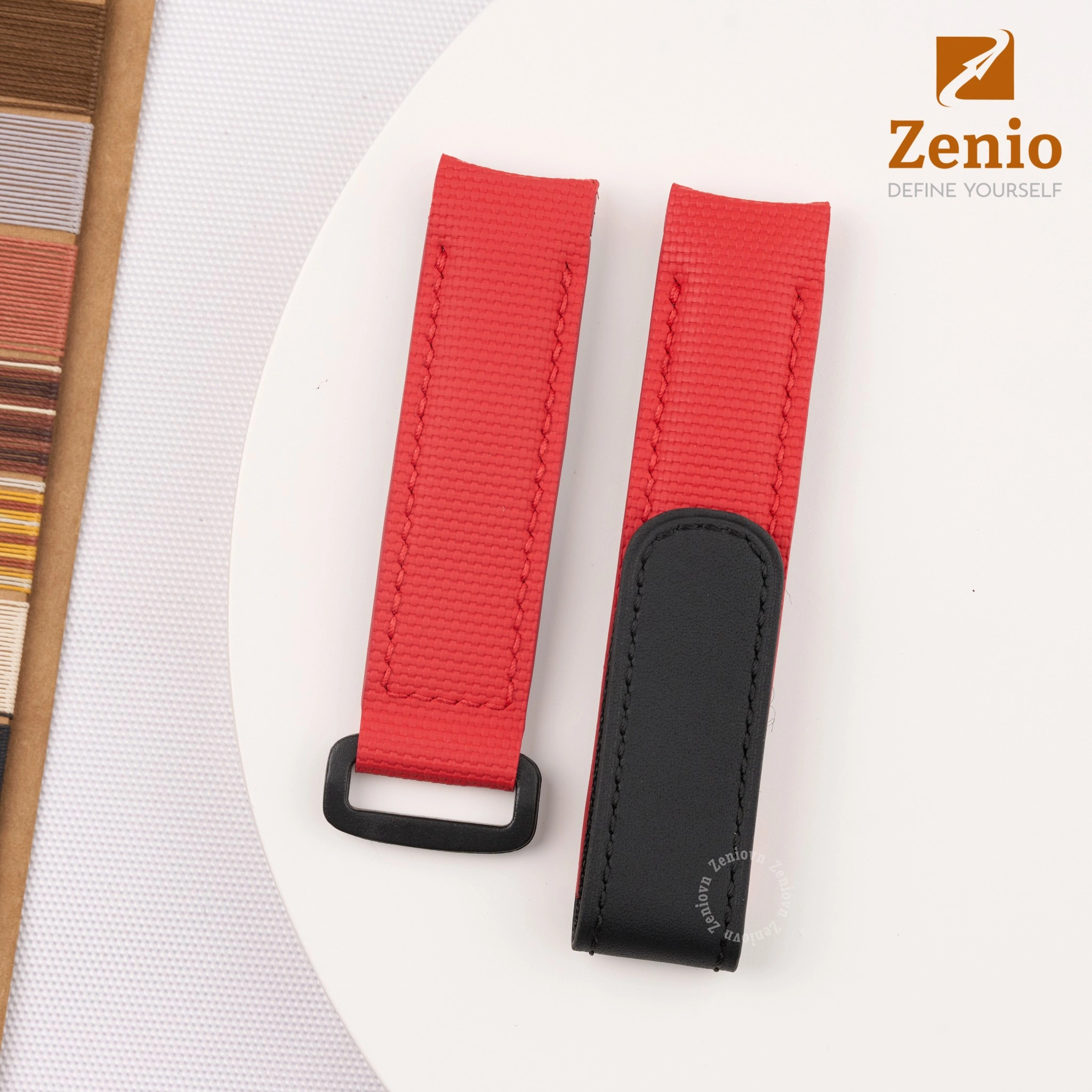 Dây đồng hồ Velcro Sailcloth FKM Bo tròn Màu đỏ cho Đồng hồ Rolex