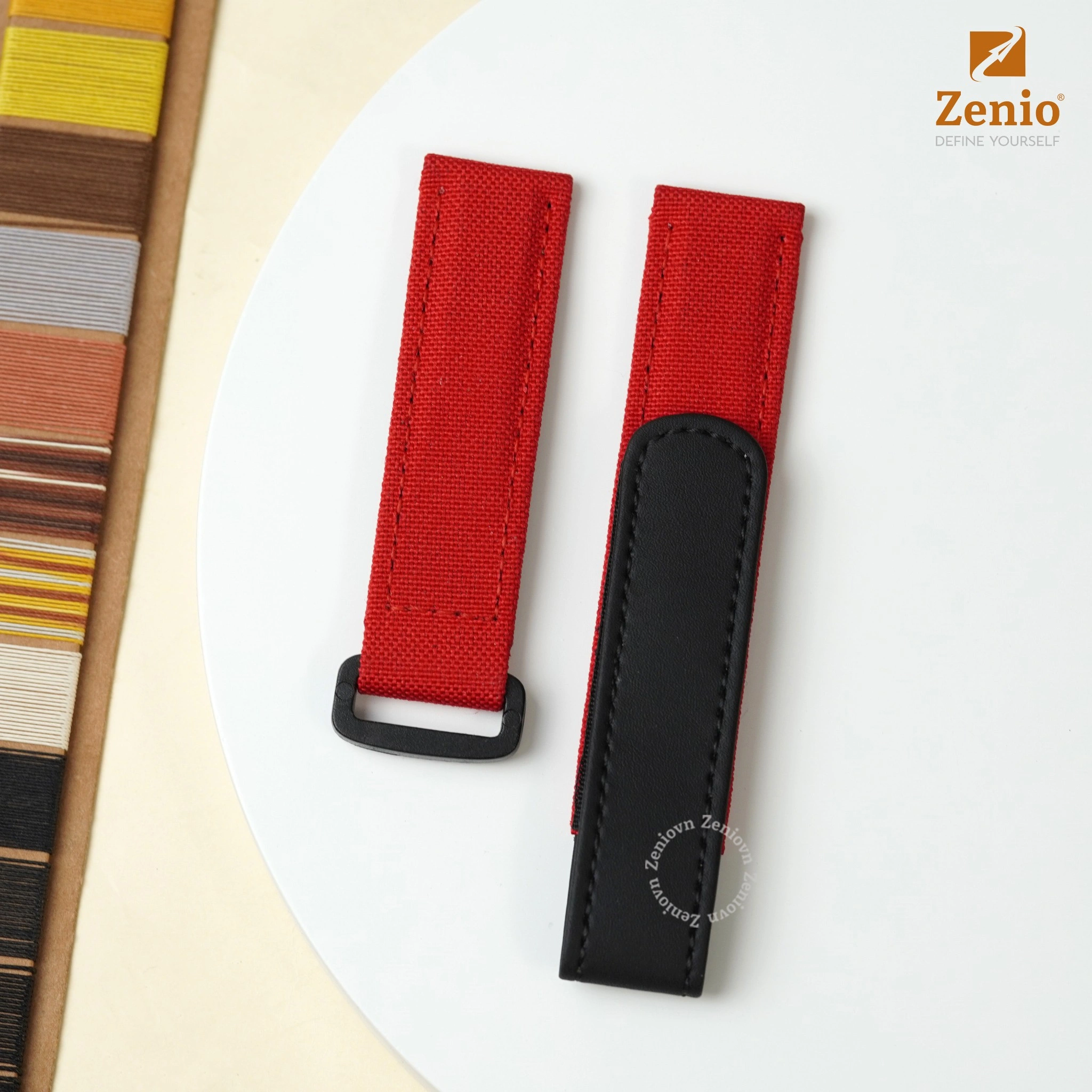 Dây đồng hồ Velcro Vải Canvas màu Đỏ cho đồng hồ Patek