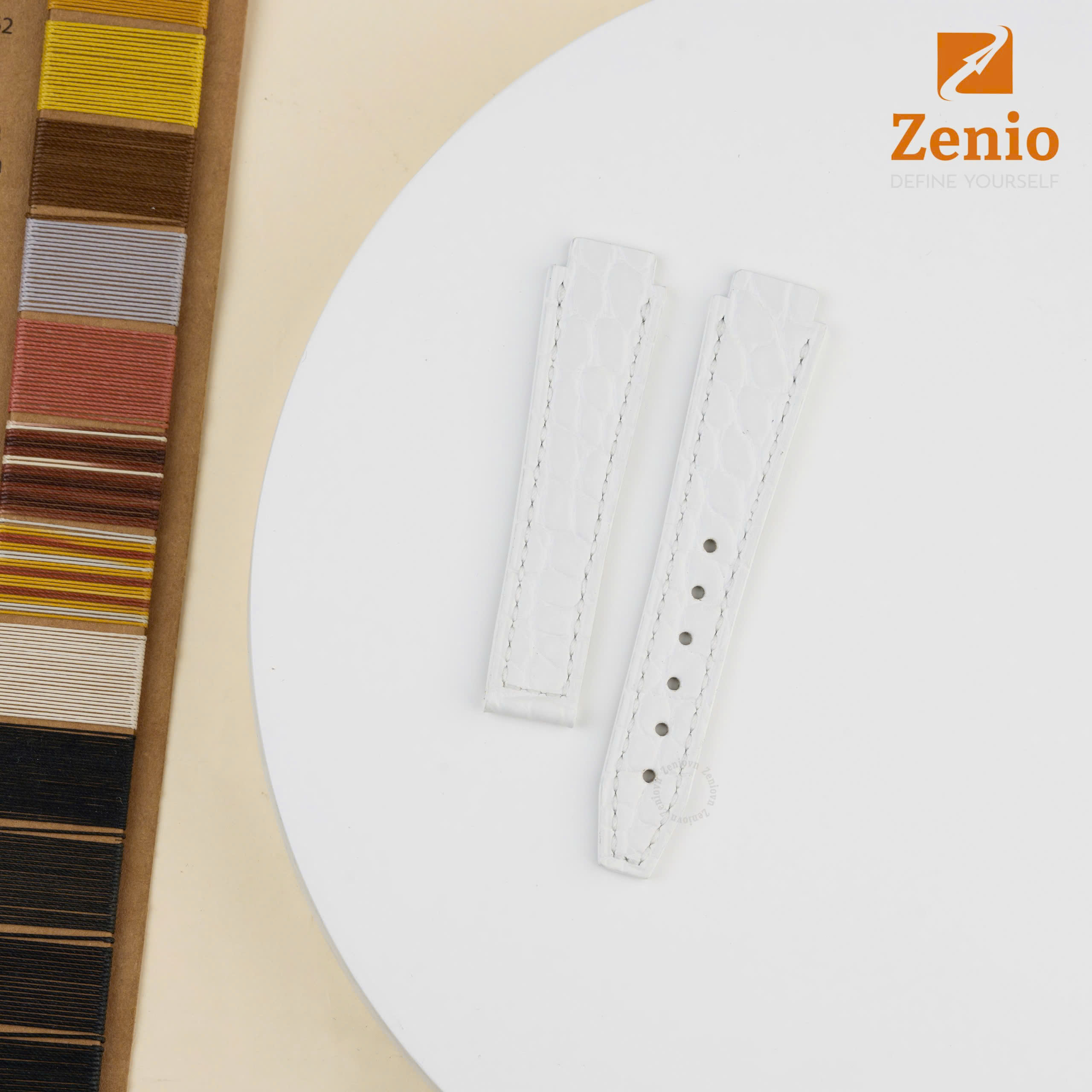 Dây đồng hồ da cá sấu màu Trắng cho đồng hồ Hublot Fusion