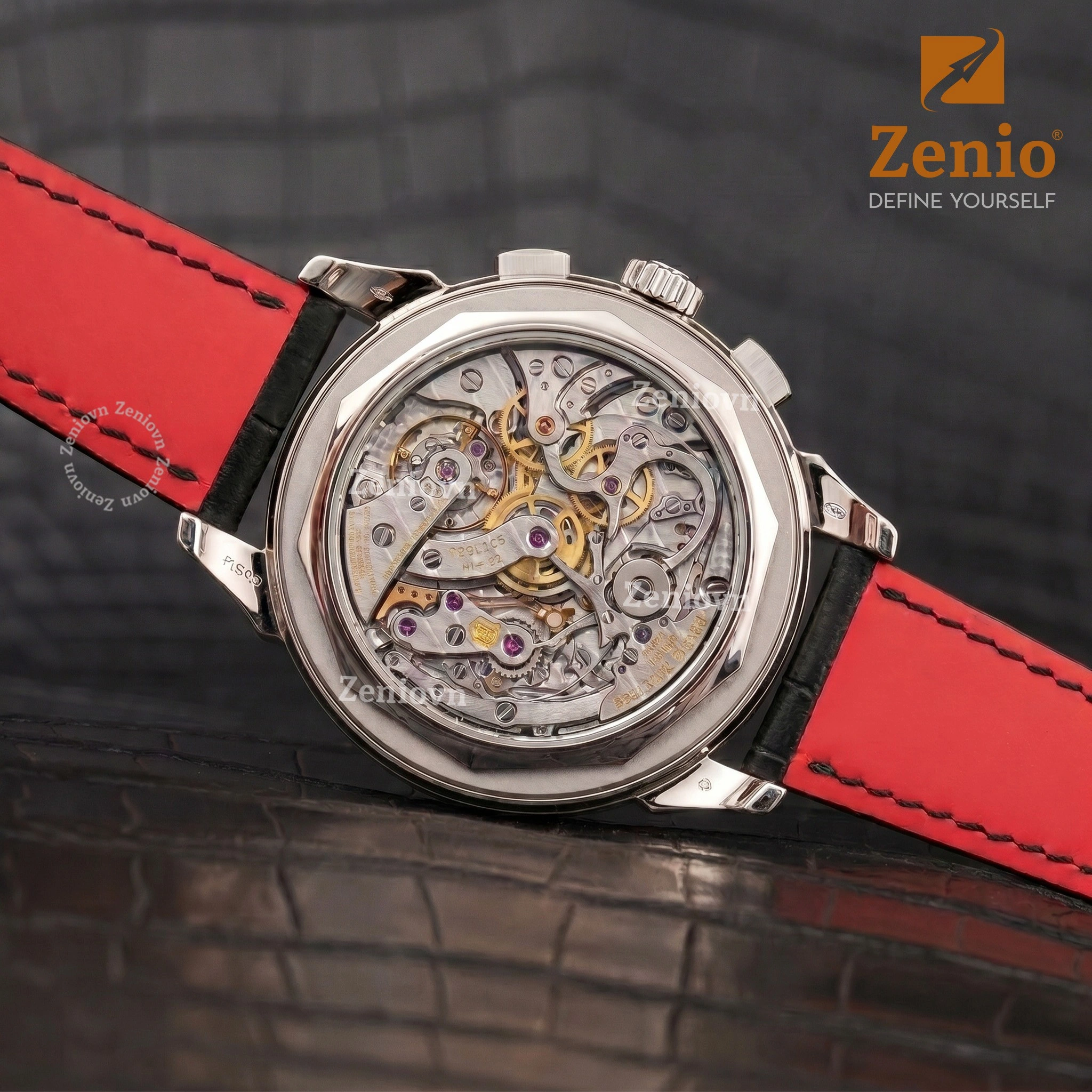 Dây da đồng hồ Cá sấu Nubuck màu Đen thay thế cho Patek Phillipe Complication 6