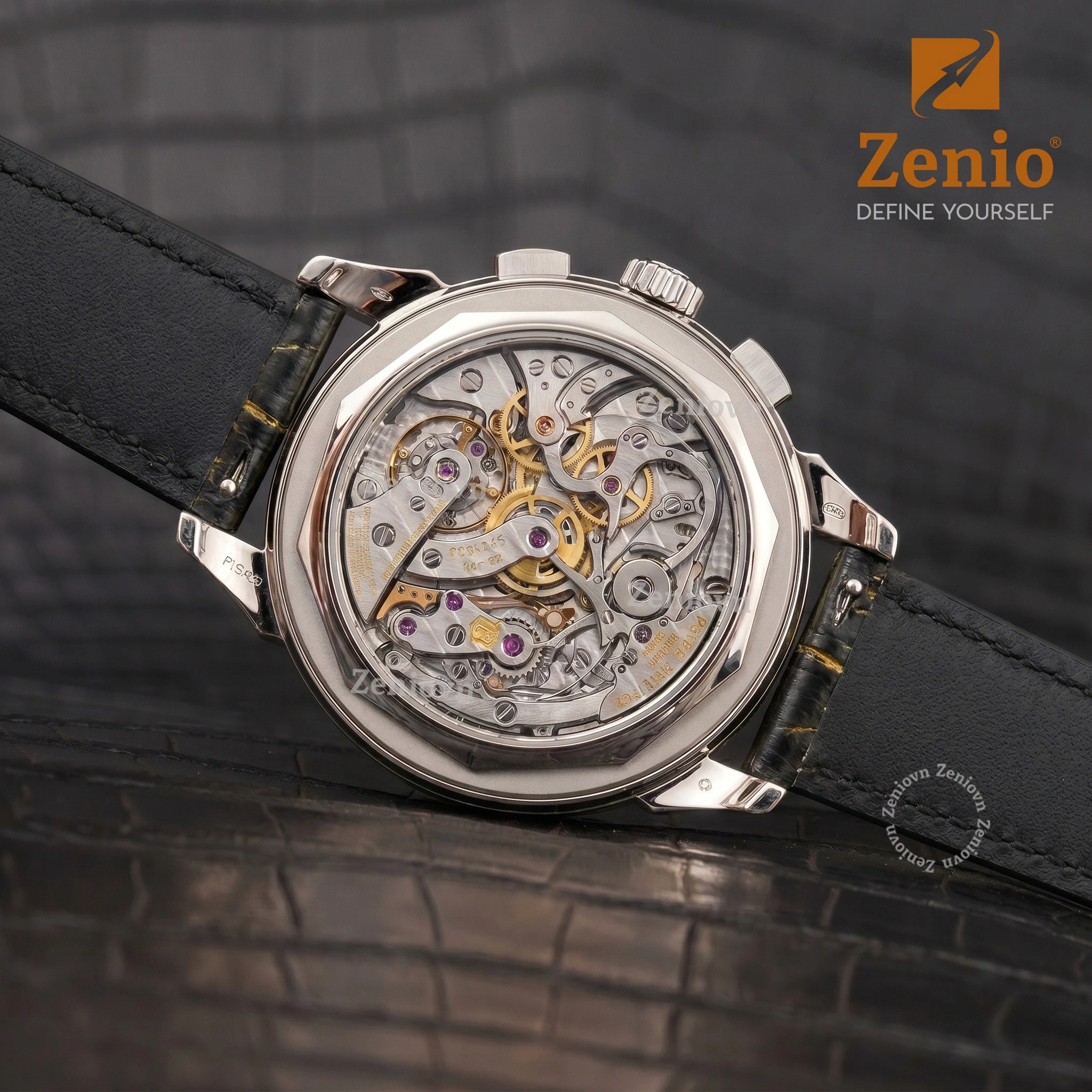 Dây da đồng hồ Cá sấu màu Đen Gold thay thế cho Patek Phillipe Complication 3