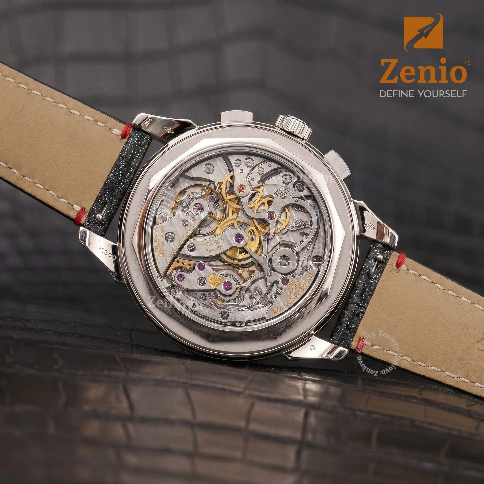 Dây da đồng hồ Cá sấu màu Đen đặc biệt thay thế cho Patek Phillipe Complication 6