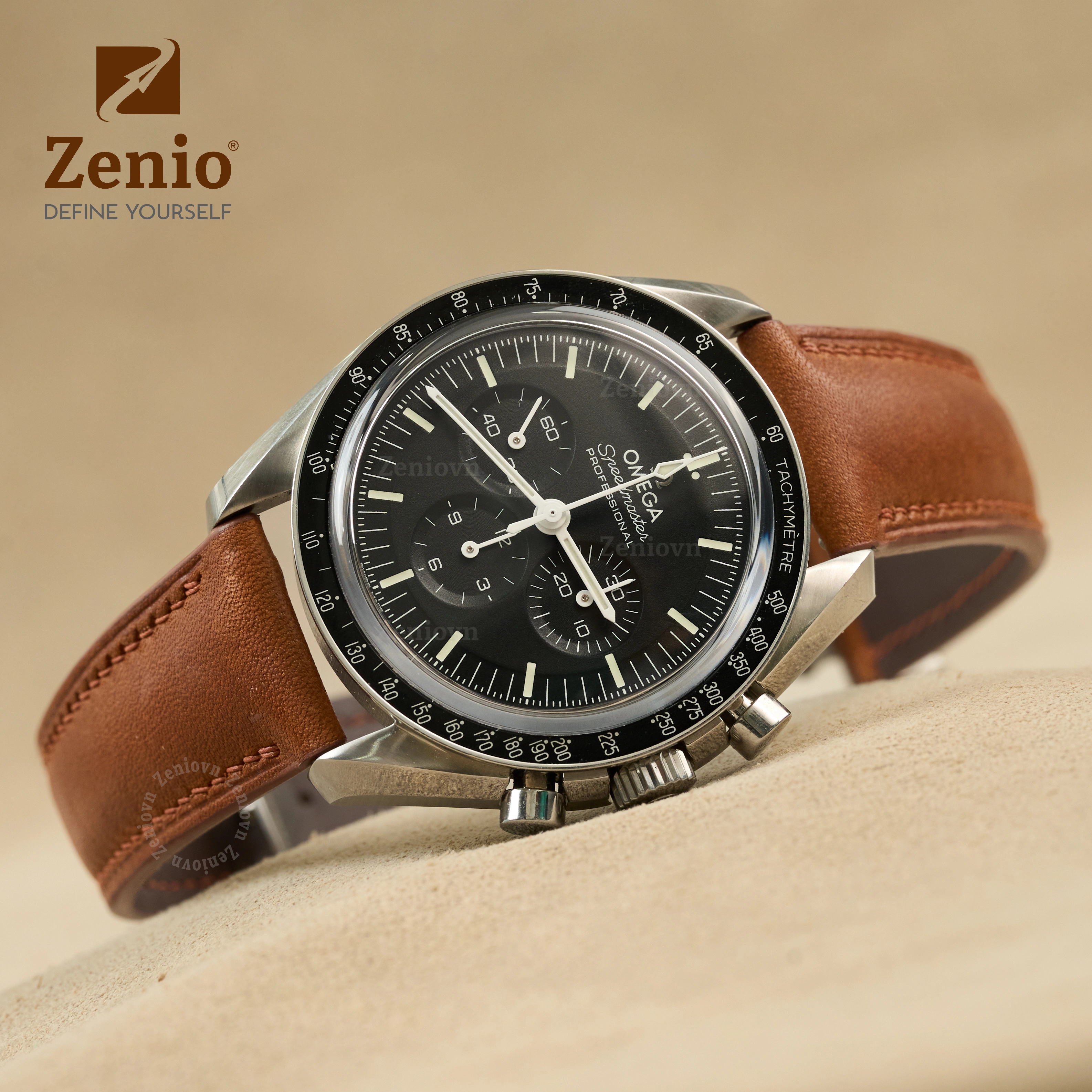 Dây da đồng hồ Cá sấu Màu Barenia Nâu cho Omega Speedmaster (4)