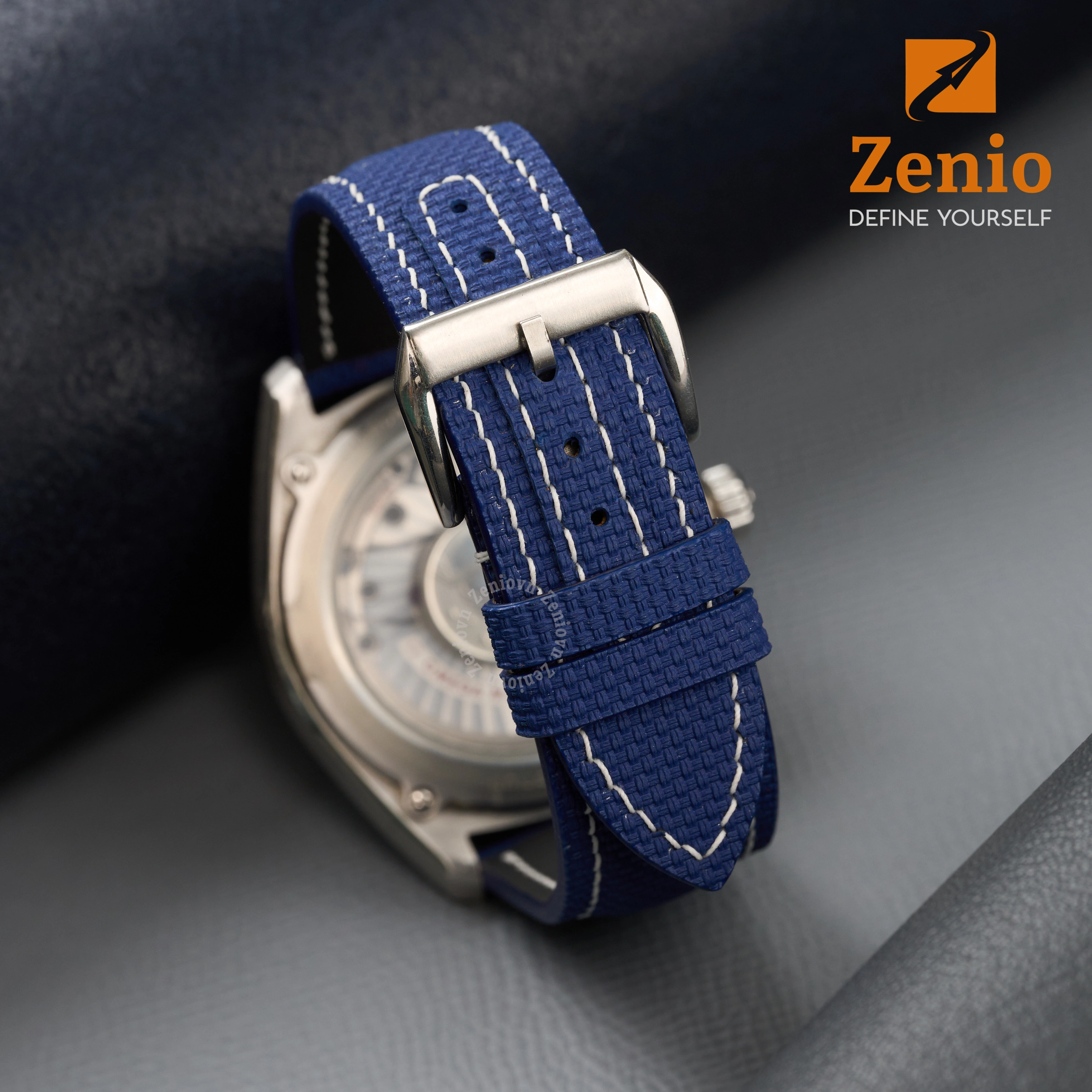 Dây da đồng hồ Cá sấu Màu FKM Navy cho Omega Constellation Globemaster (1)