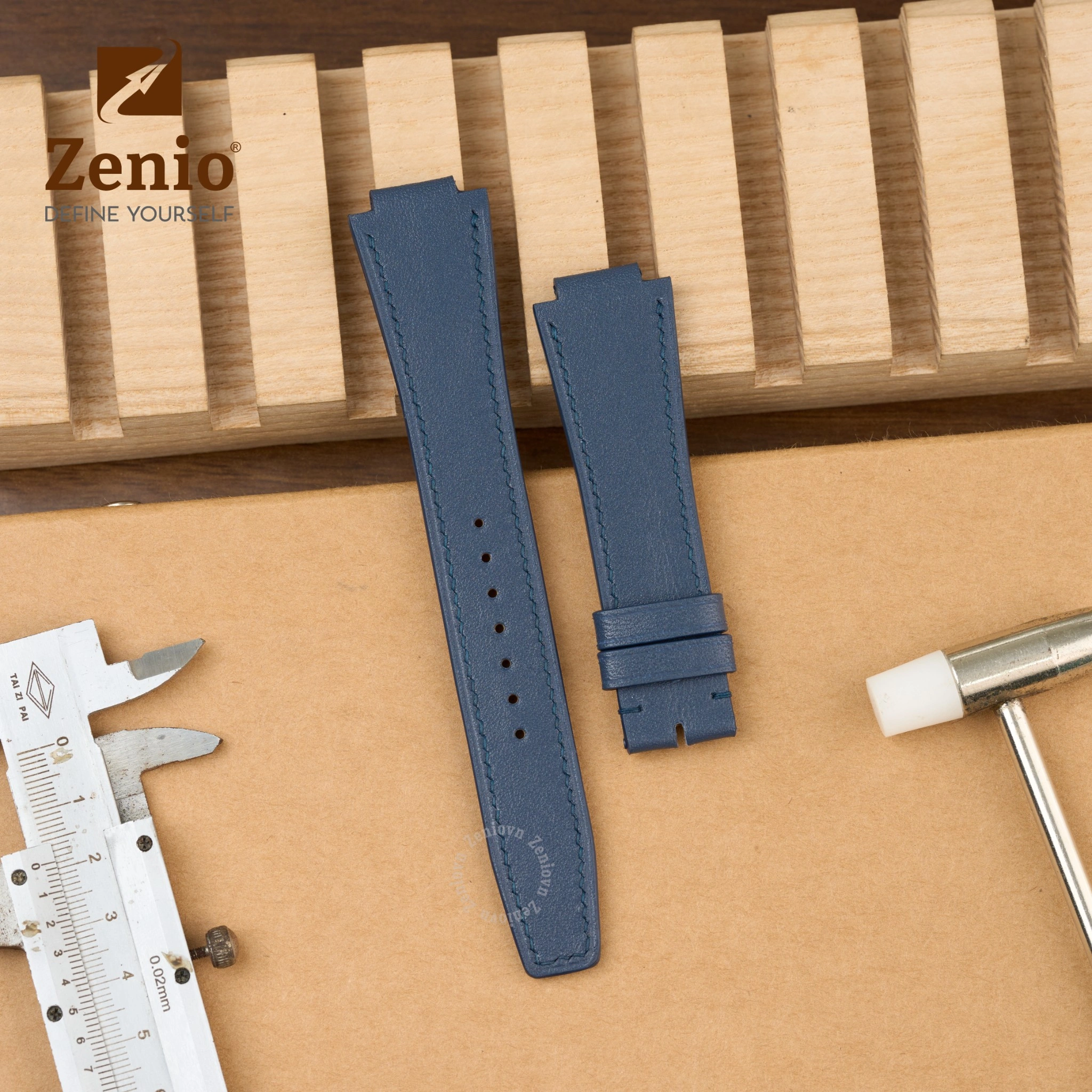 Dây da đồng hồ Nappa màu Navy thay thế cho Casio Edfice