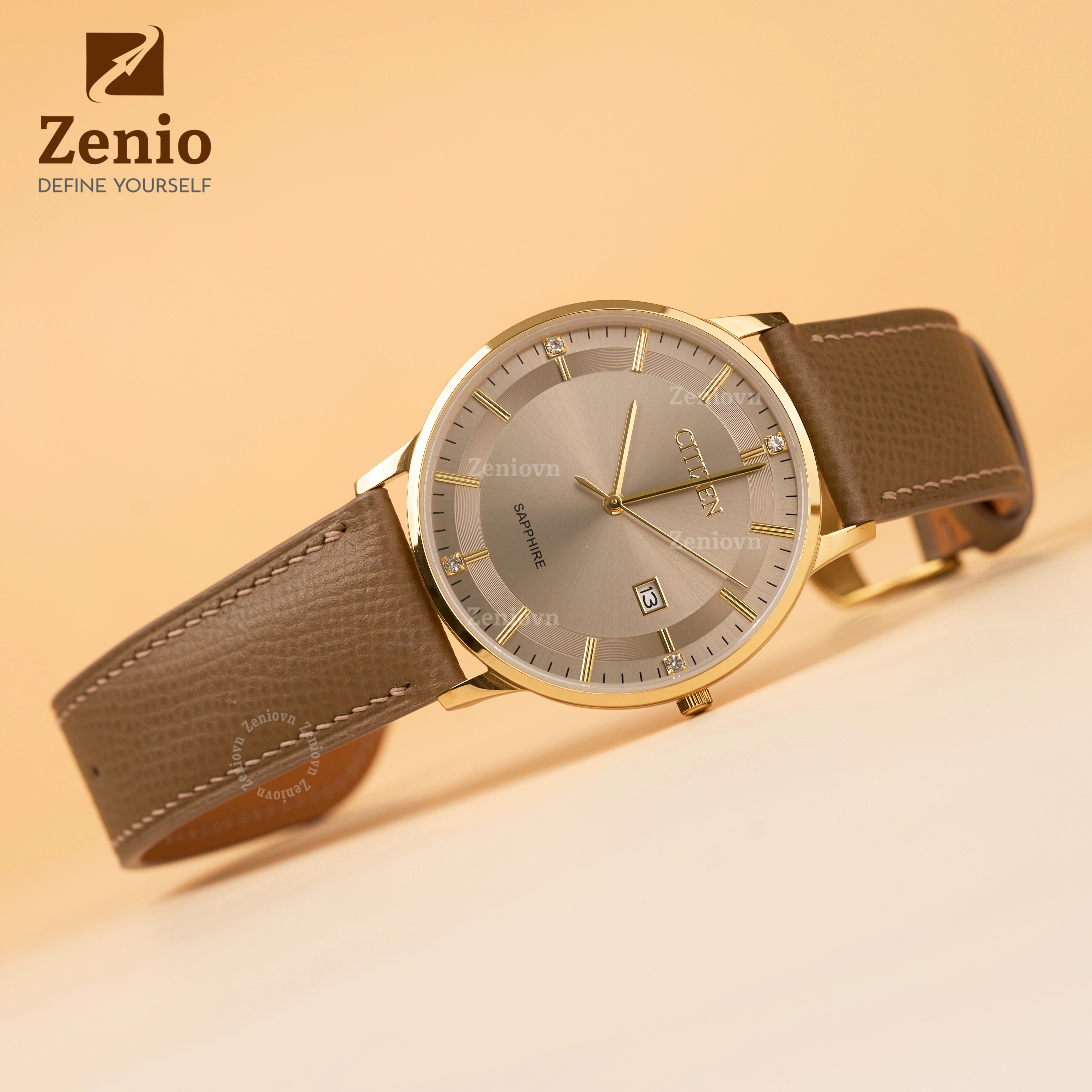 Dây da đồng hồ thay thế cho Citizen 8173 - Dây Da Epsom Màu Taupe