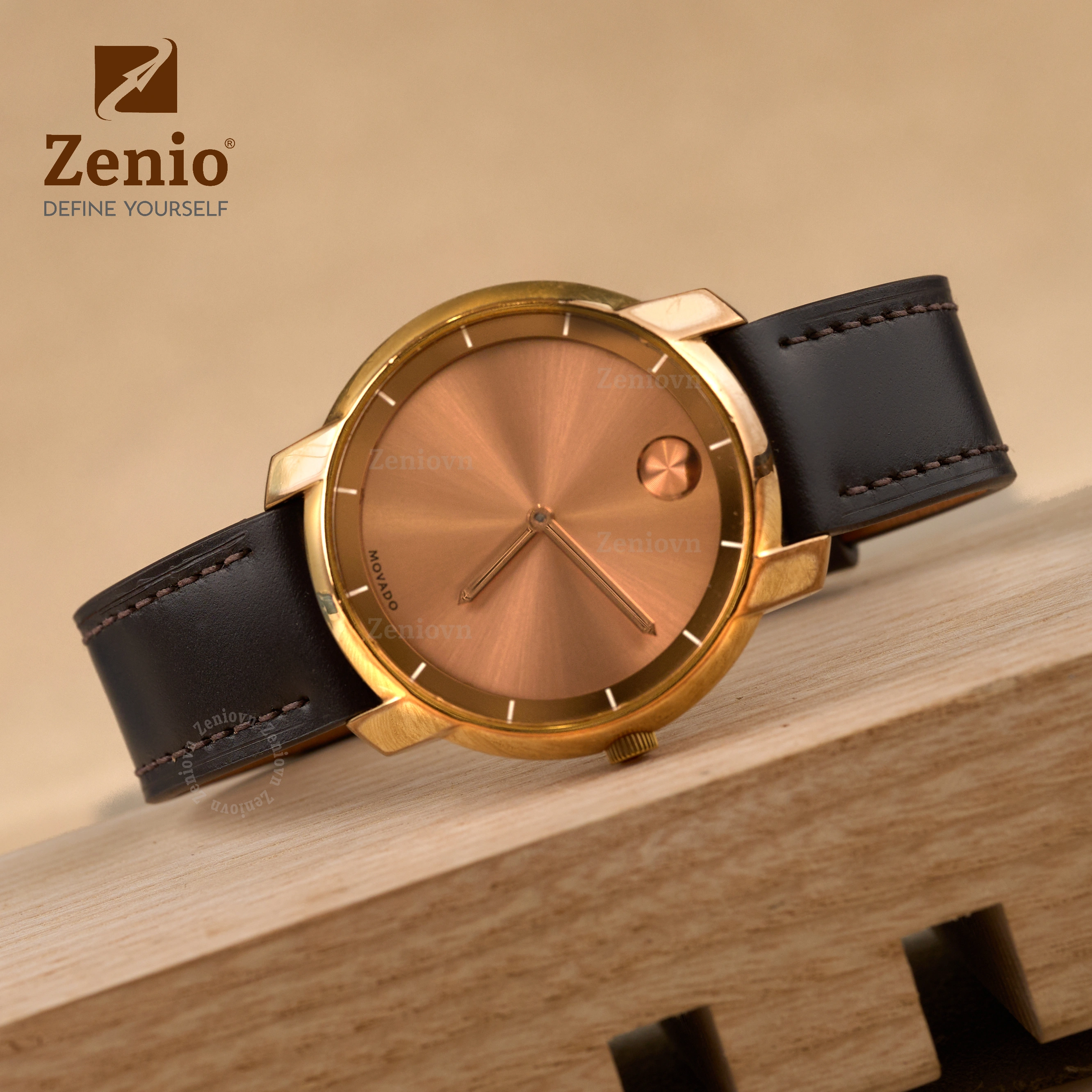Dây da đồng hồ thay thế cho Movado Bold Women's - Dây Da Shell Cordovan Màu Nâu