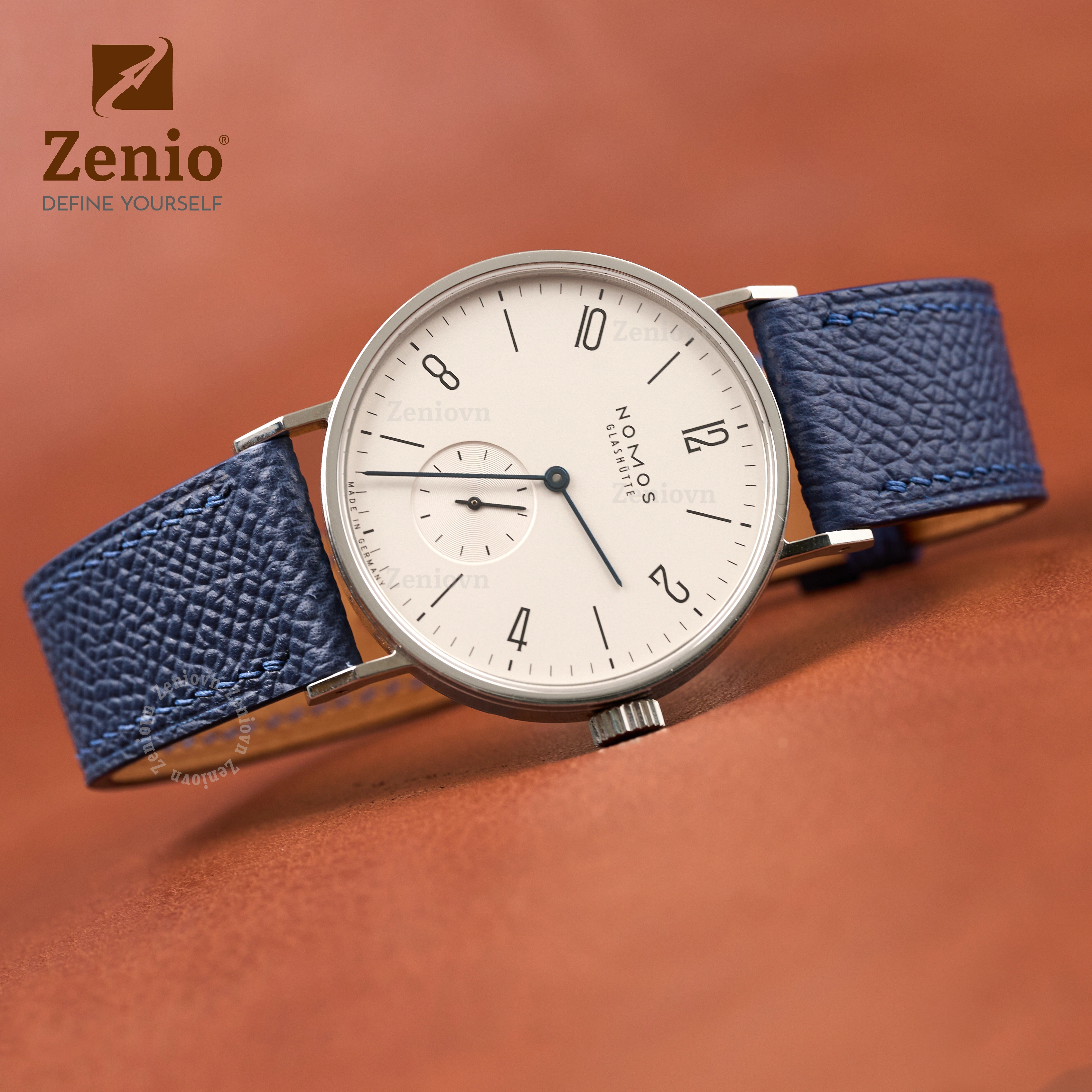 Dây da đồng hồ thay thế cho Nomos Glashütte Tangente - Dây Da Epsom Màu Xanh Dương