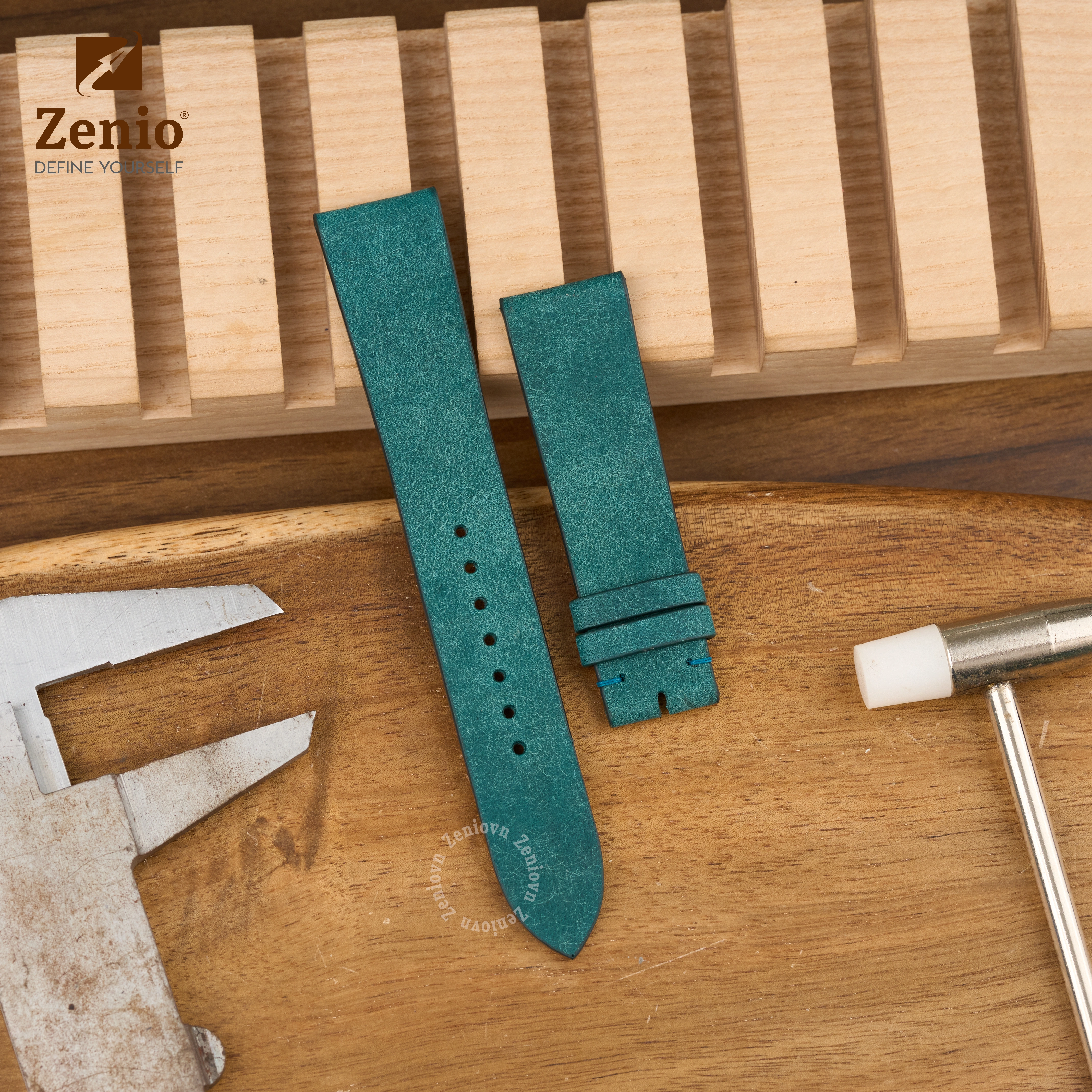 Dây da đồng hồ thay thế cho Nomos Glashütte Tangente - Dây Da Pueblo Màu Aqua Blue