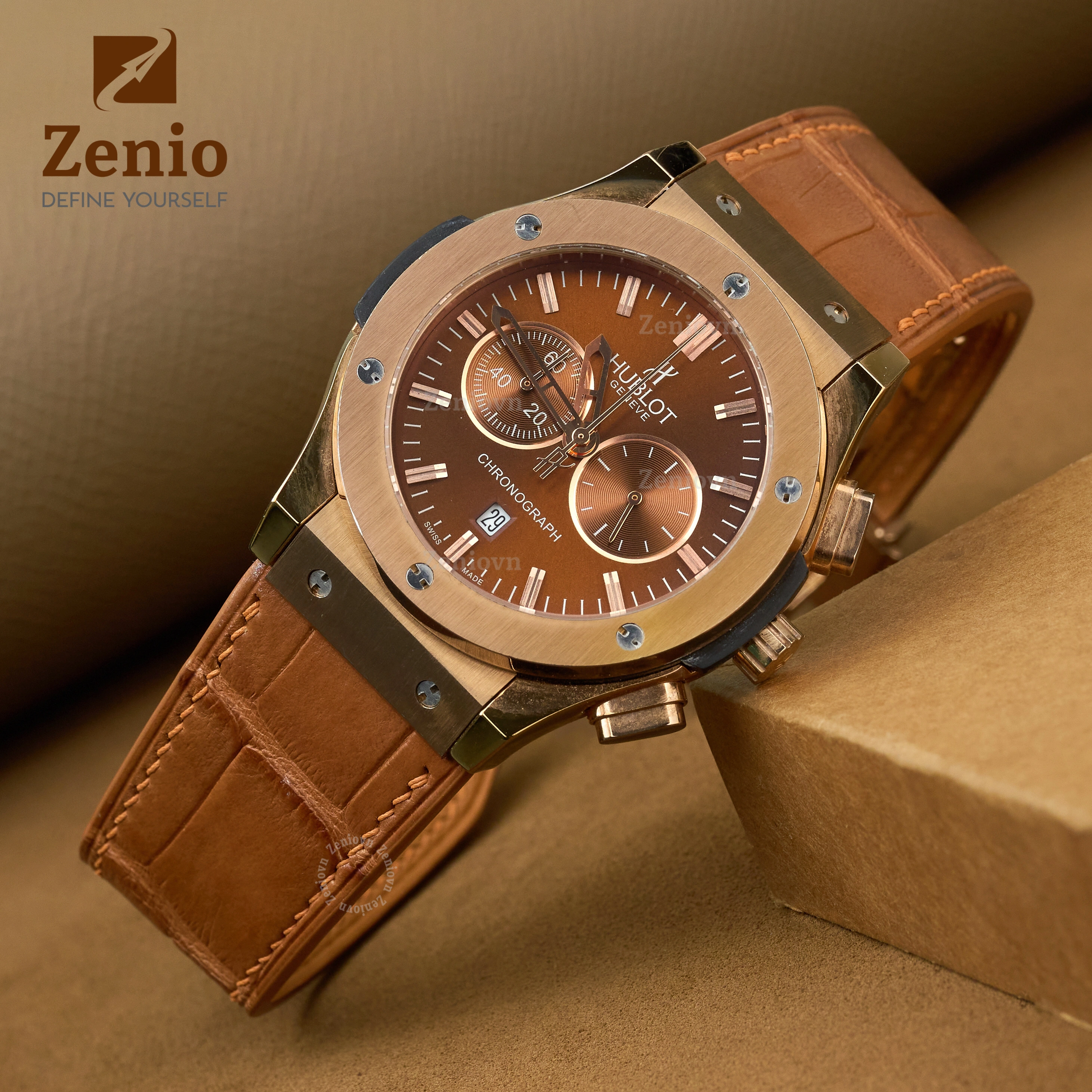 Dây đồng hồ Da cá sấu Màu Mavala cho đồng hồ Hublot Big Bang
