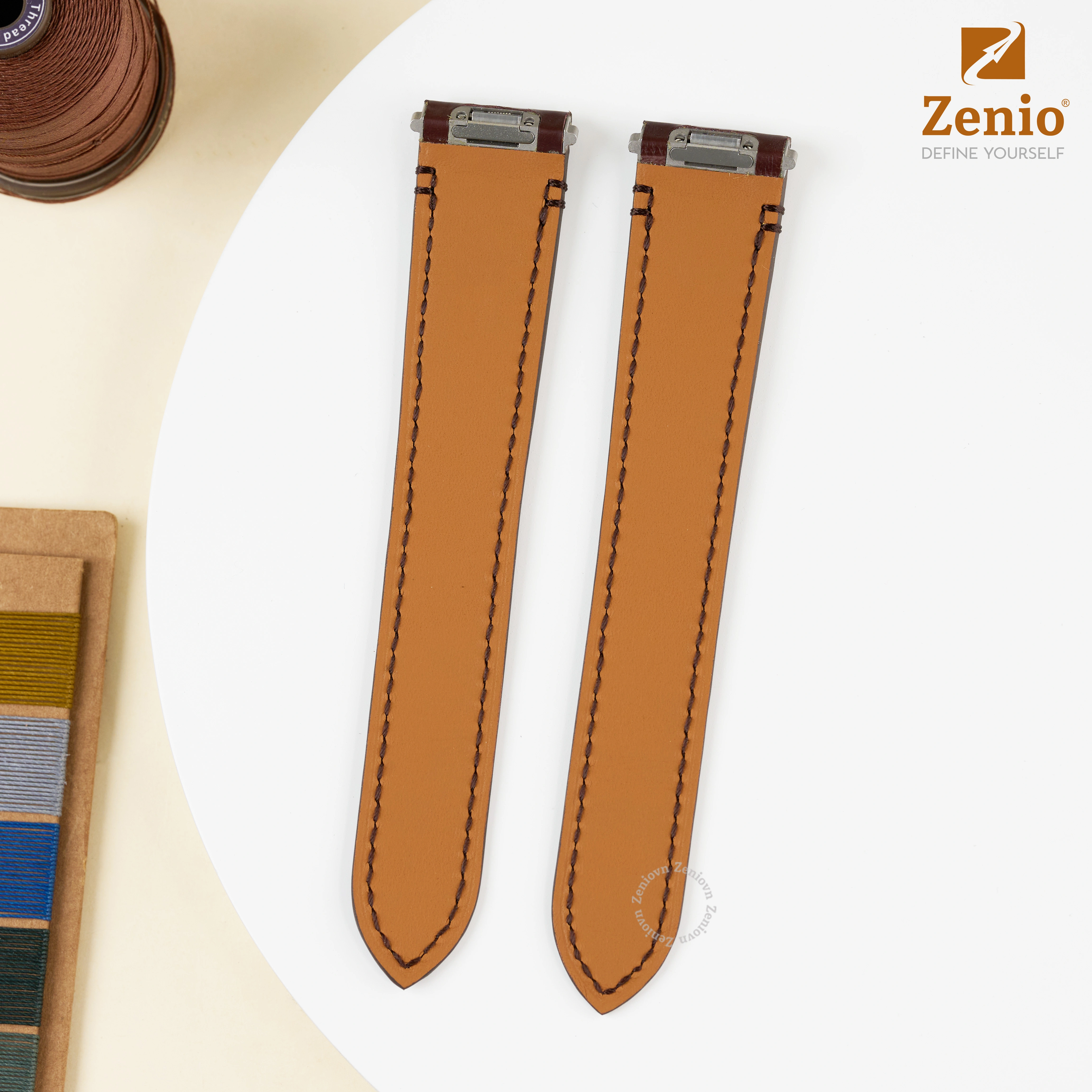Dây đồng hồ Da cá sấu Màu Nâu Đậm thay thế cho Cartier Santos (3)