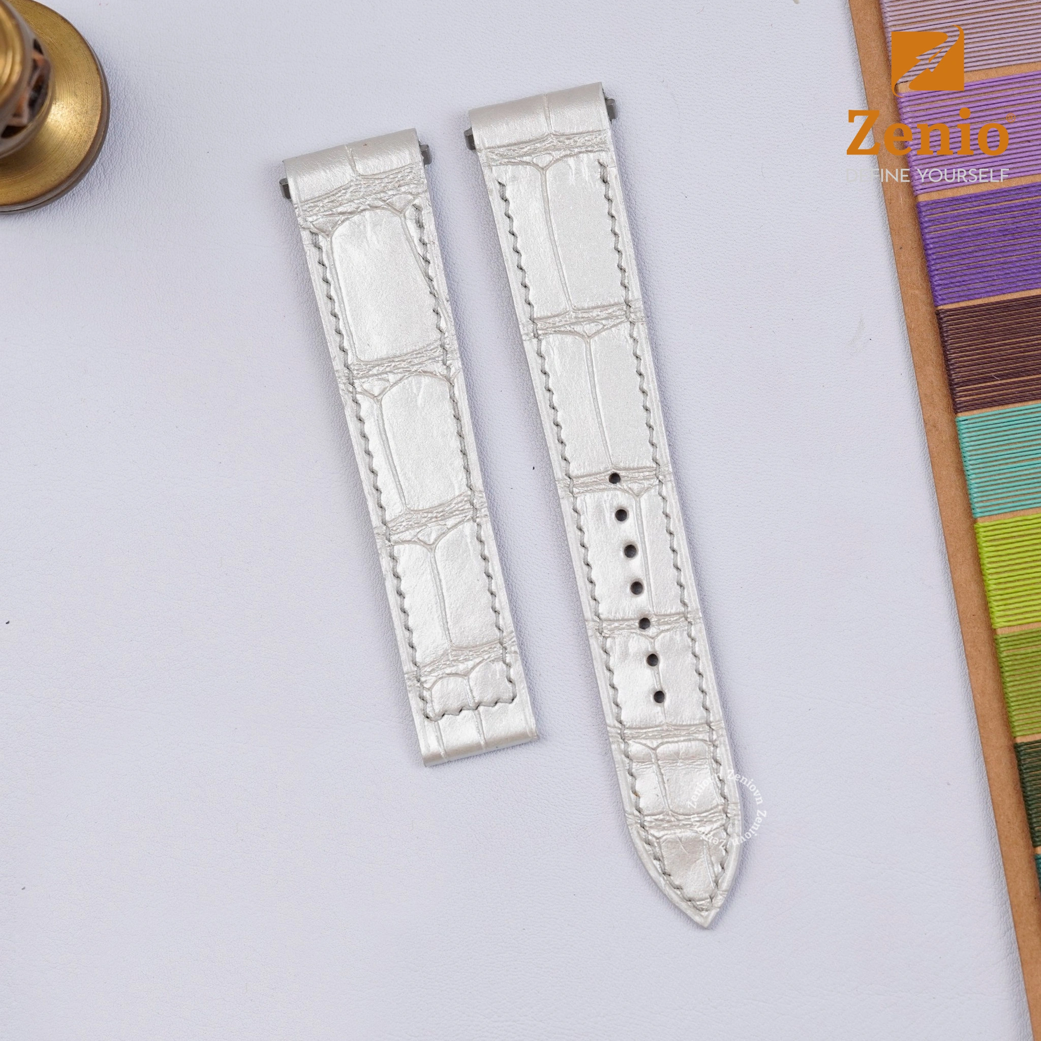 Dây đồng hồ Da cá sấu Màu Ngọc trai thay thế cho Cartier Santos (2)
