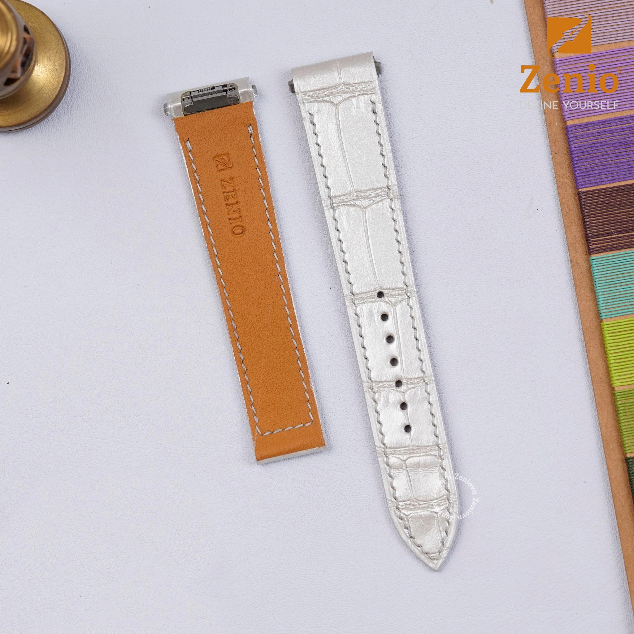 Dây đồng hồ Da cá sấu Màu Ngọc trai thay thế cho Cartier Santos (3)