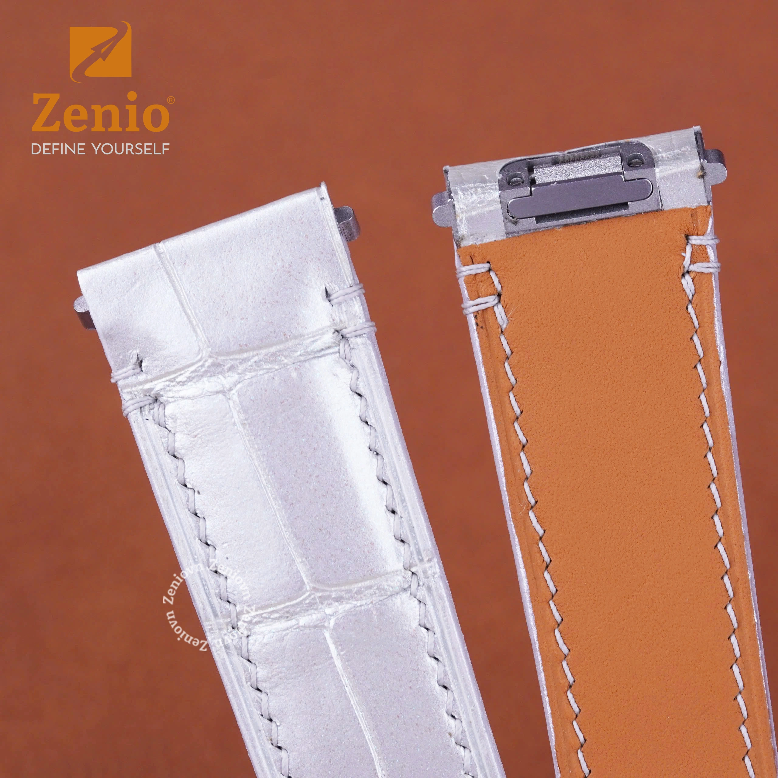 Dây đồng hồ Da cá sấu Màu Ngọc trai thay thế cho Cartier Santos (5)