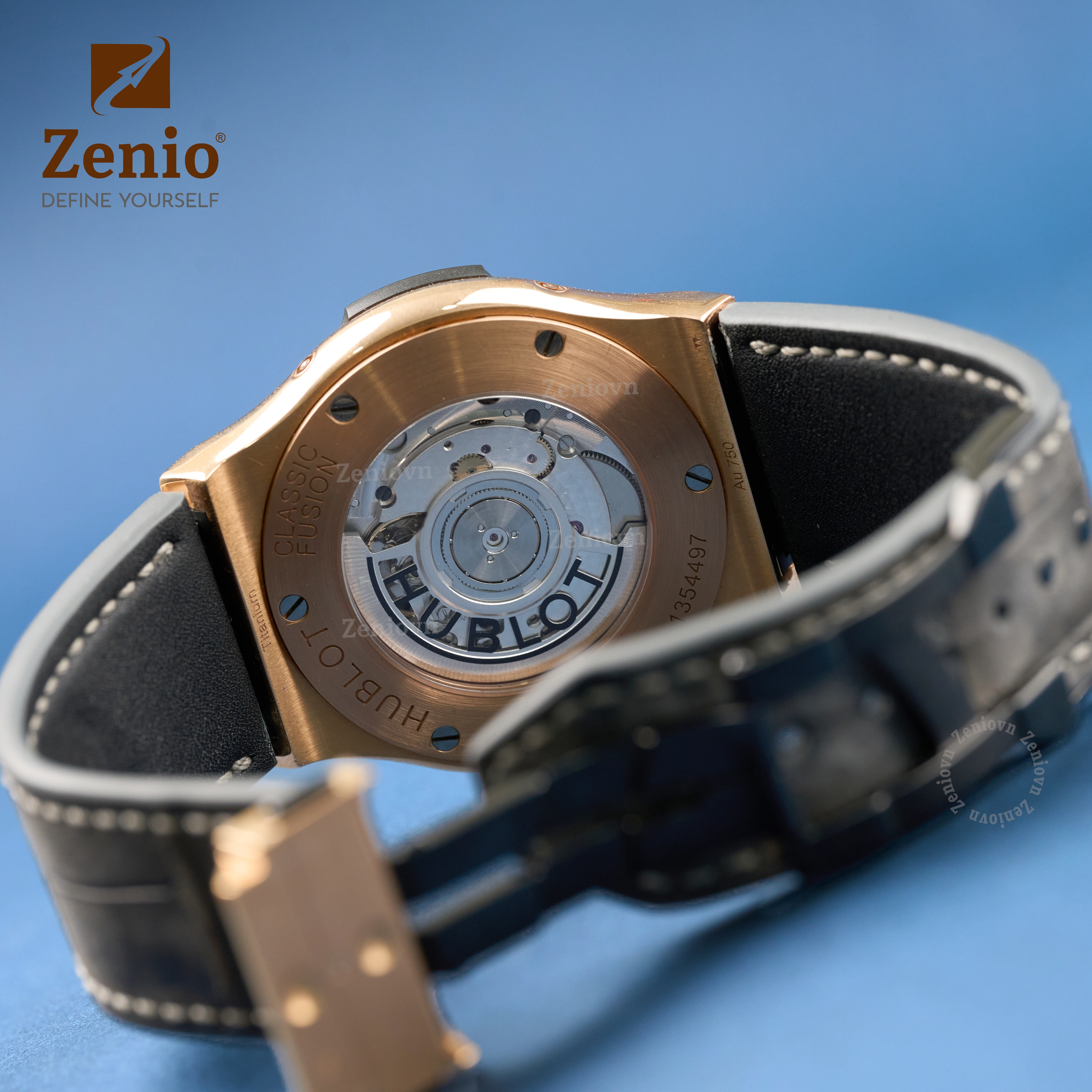 Dây đồng hồ Da cá sấu Màu Nubuck Xám cho đồng hồ Hublot Fusion (2)