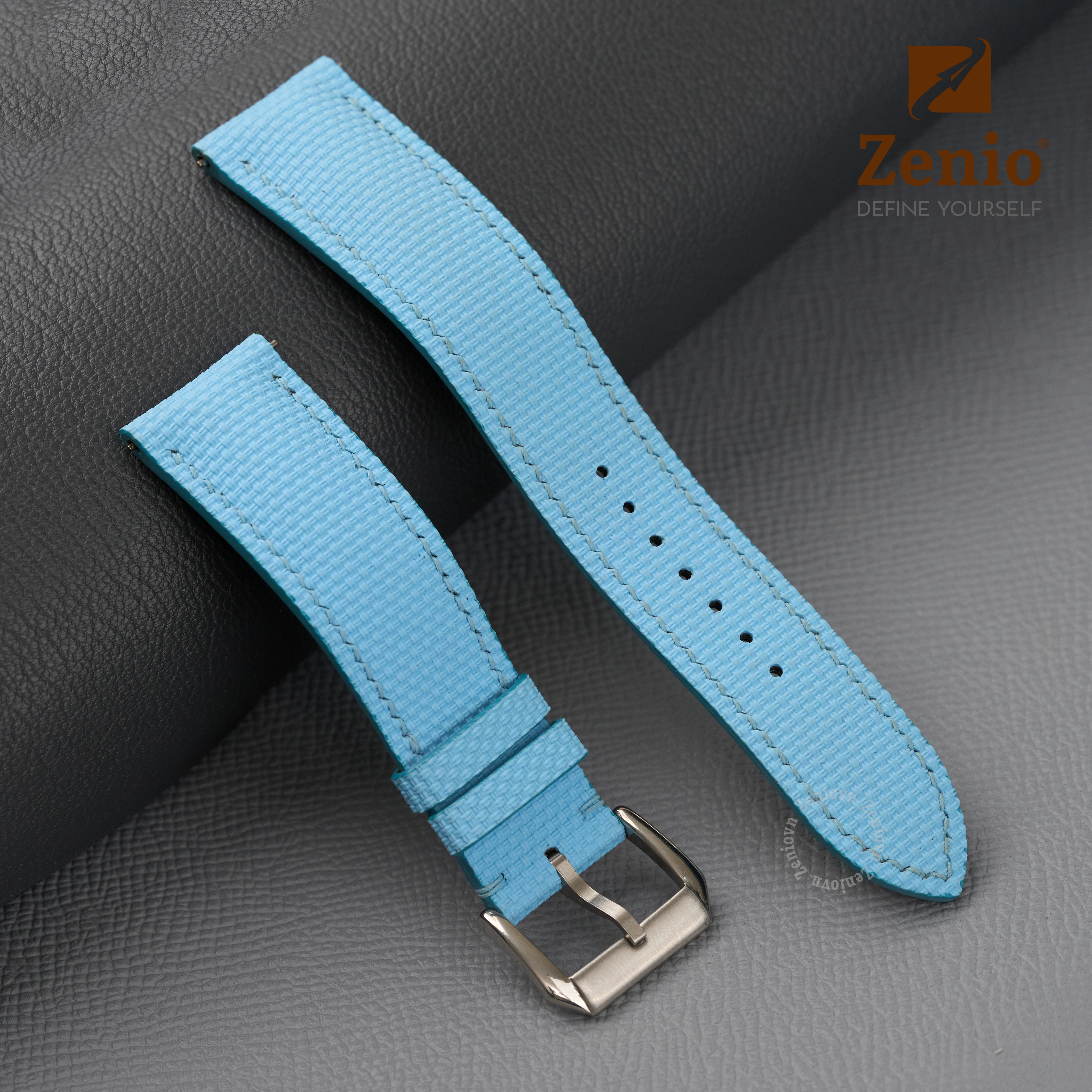 Dây da đồng hồ thay thế cho Fendi Classico - Dây Da FKM Sailcloth Màu Xanh Biển