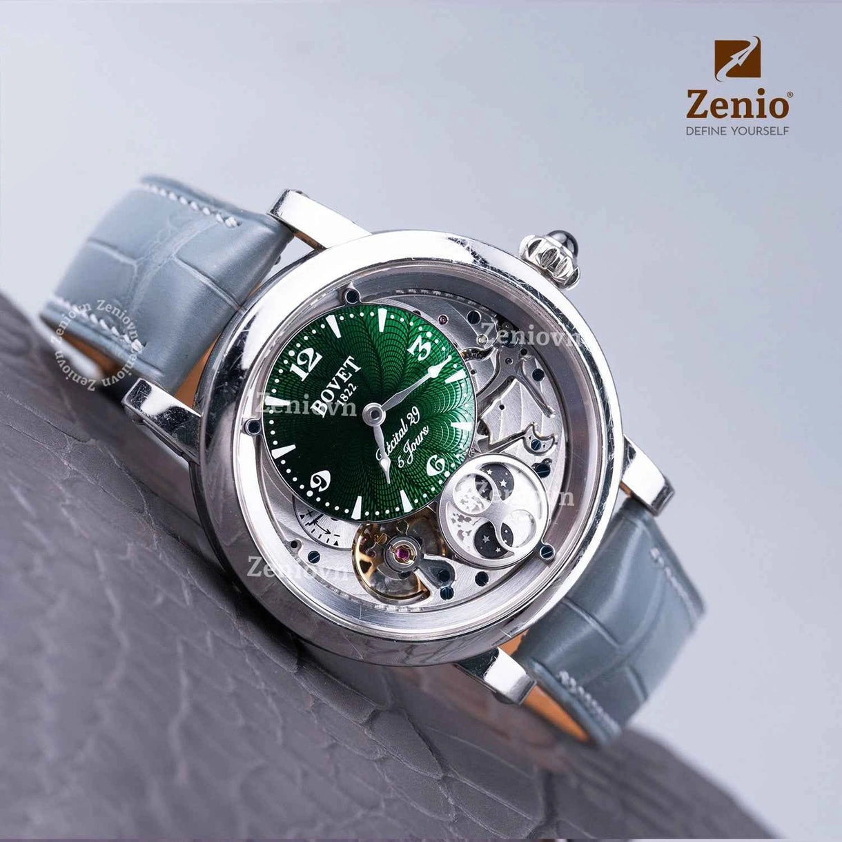 Dây Đồng Hồ Da Cá Sấu Alligator Màu Xám Dolphin Grey 5
