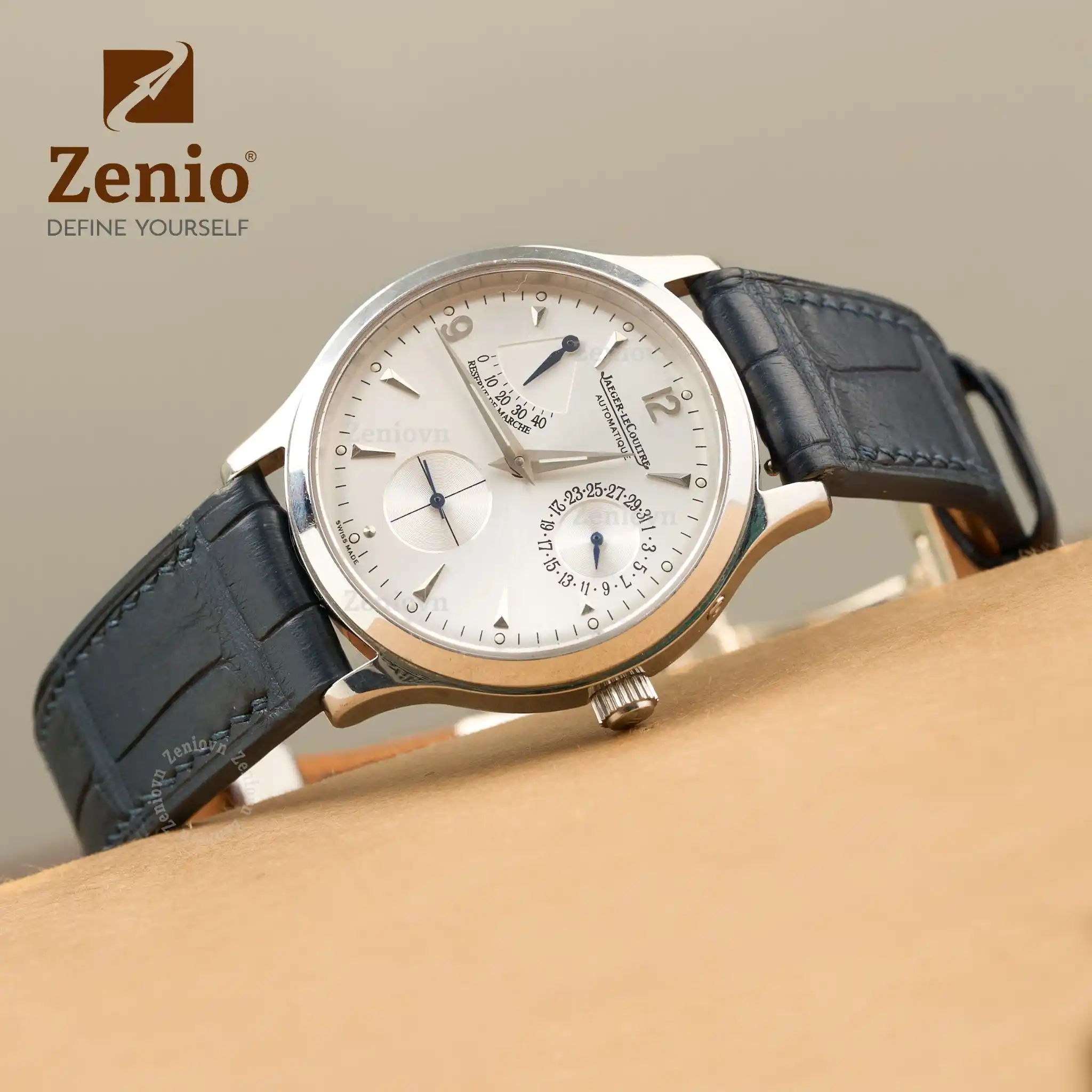 Dây da đồng hồ thay thế cho Jaeger-LeCoultre Master Reserve de Marche - Dây da đồng hồ Cá sấu màu Navy