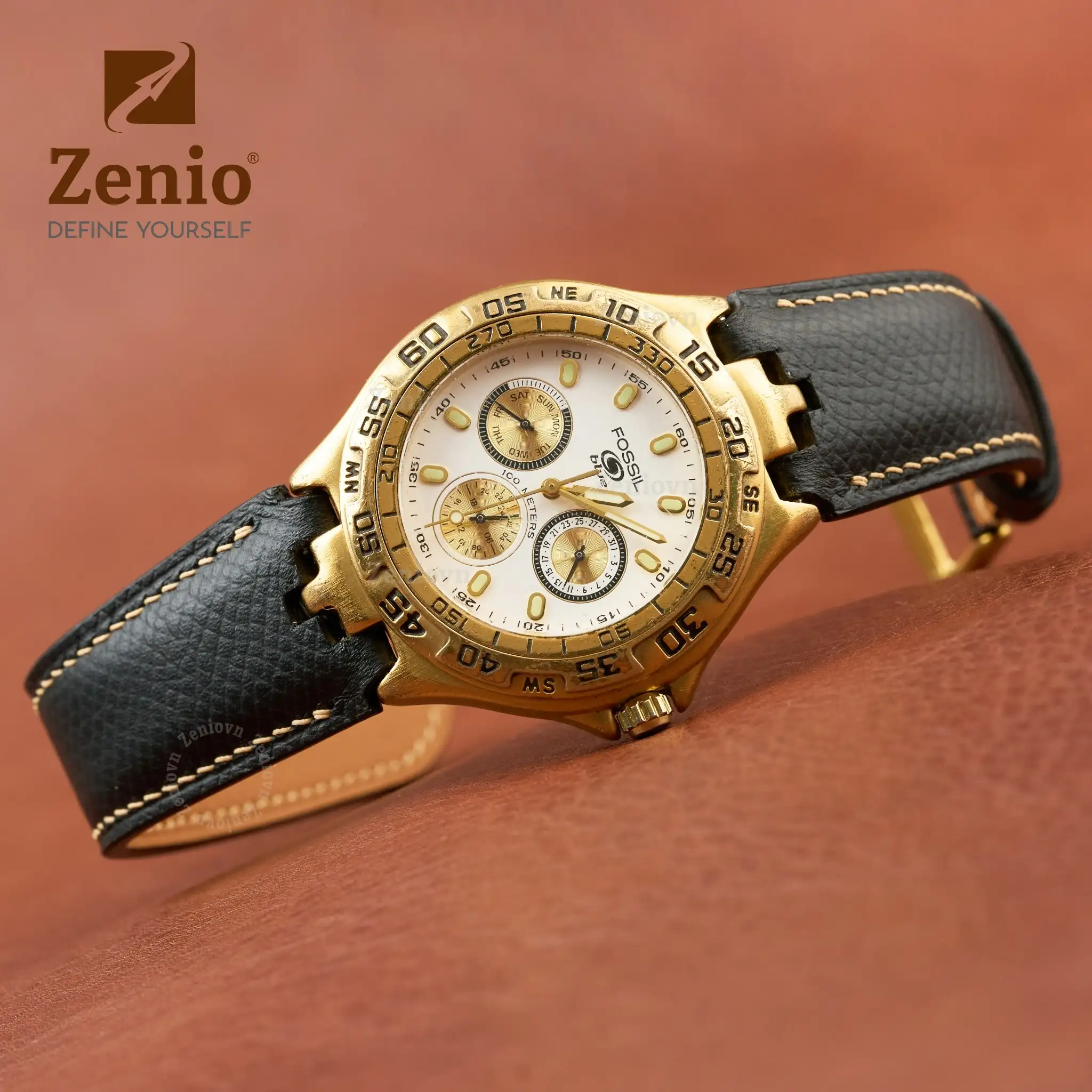 Dây da đồng hồ thay thế cho Fossil - Dây da đồng hồ Epsom màu Đen