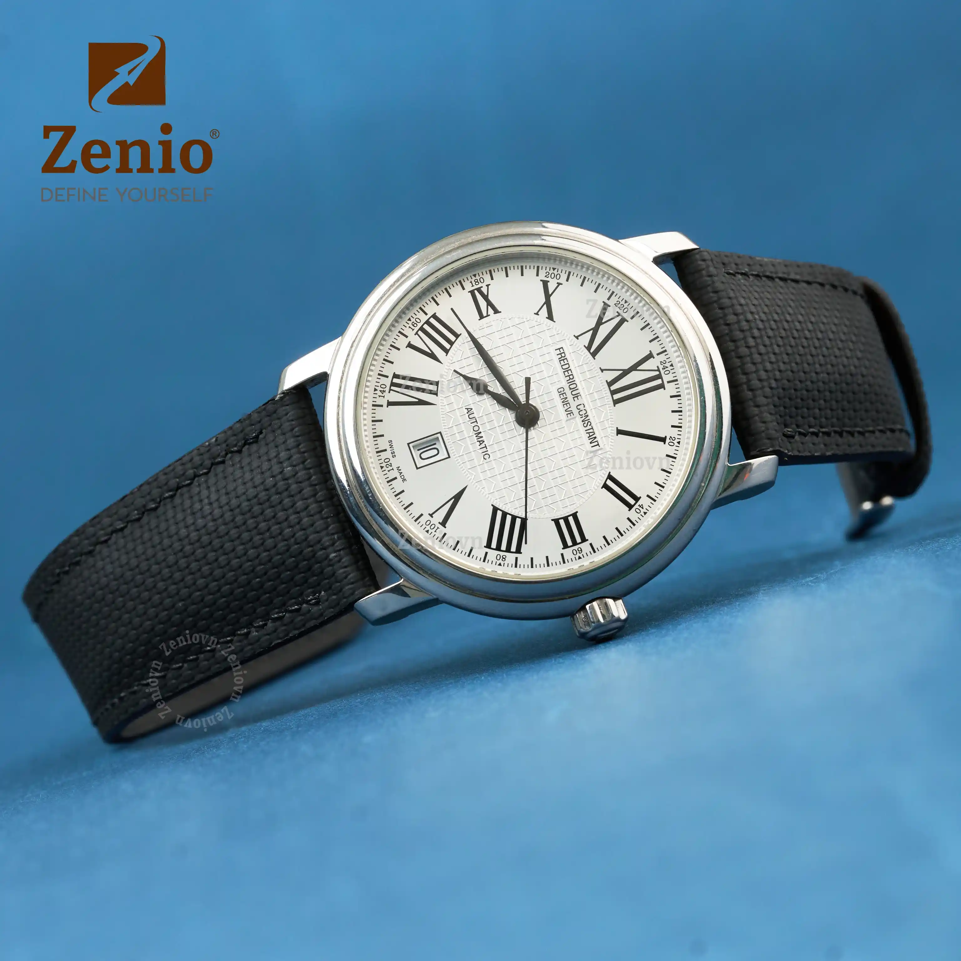 Dây da đồng hồ thay thế cho Frederique Constant Geneve- Dây da đồng hồ FKM màu Đen